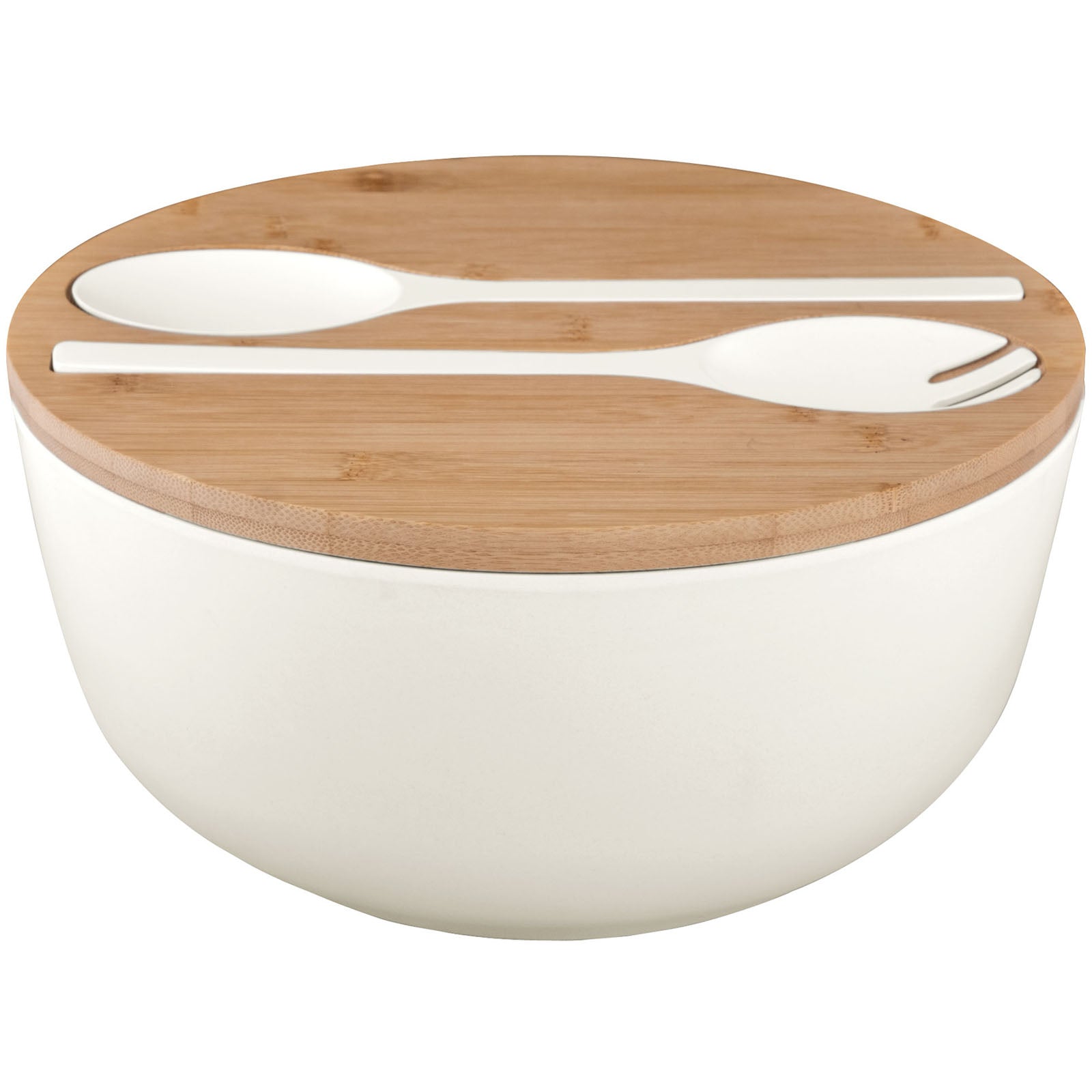 BRUNNER Camping Salatschüssel Greenkick Brett Salat Besteck Melamin Bambus Ø25cm