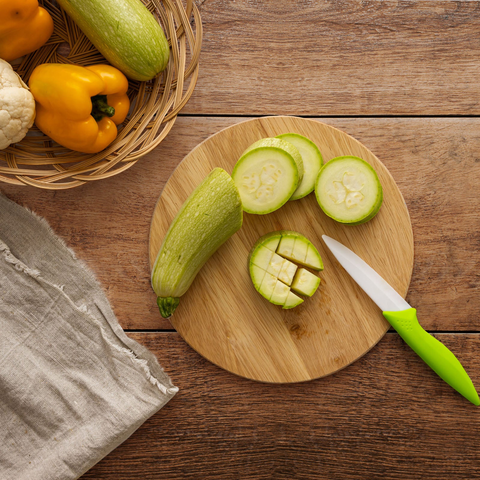 BRUNNER Camping Salatschüssel Greenkick Brett Salat Besteck Melamin Bambus Ø25cm