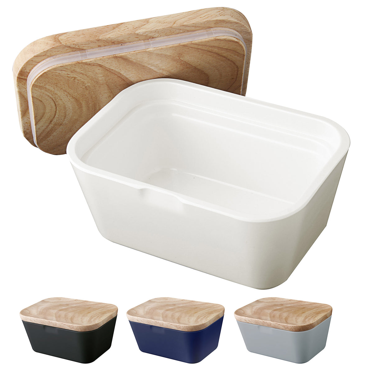 BRUNNER Melamin Butterdose Butter Schale Behälter Holz Brett Deckel Ec