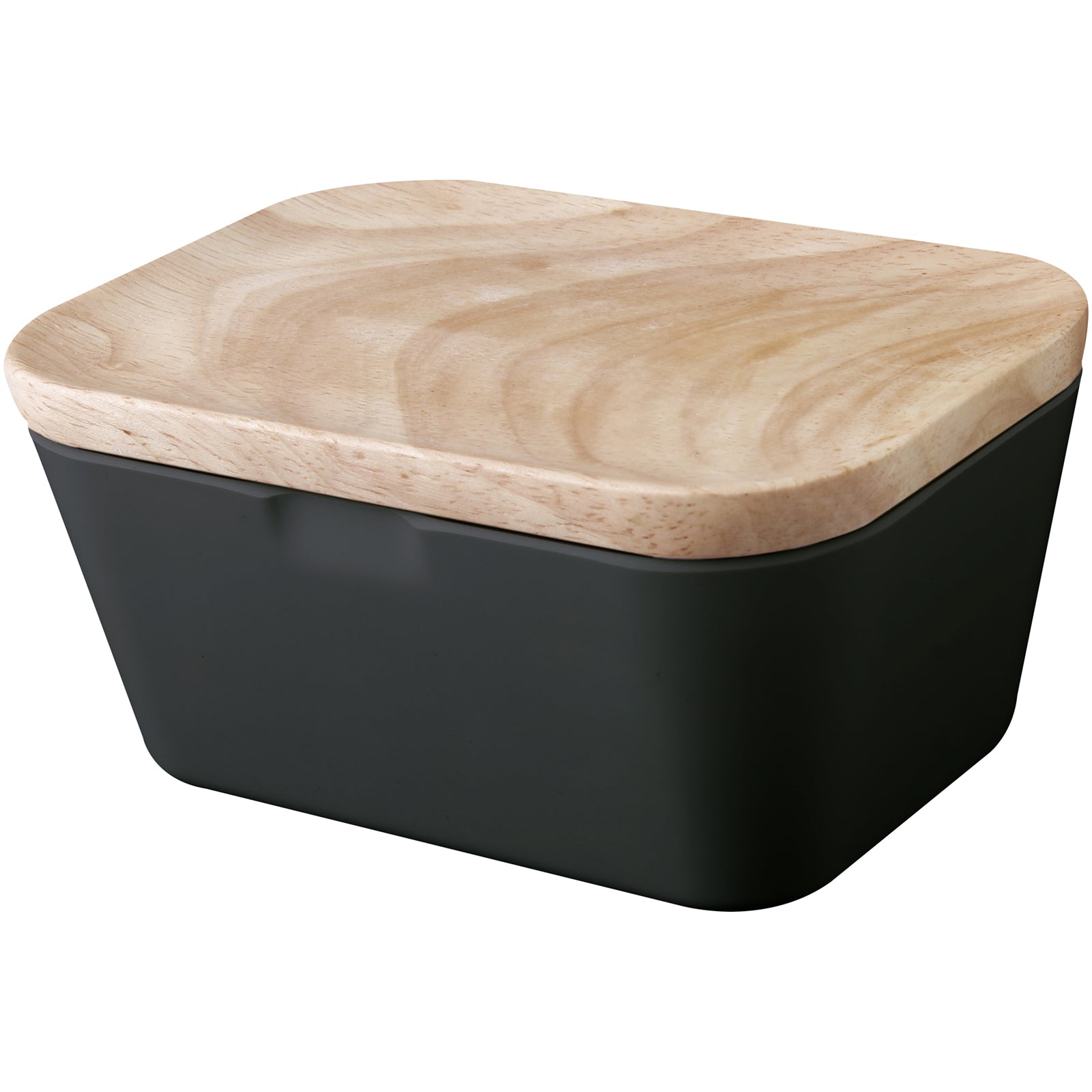 BRUNNER Melamine Butter Dish Butter Bowl Container Wooden Board Lid Square