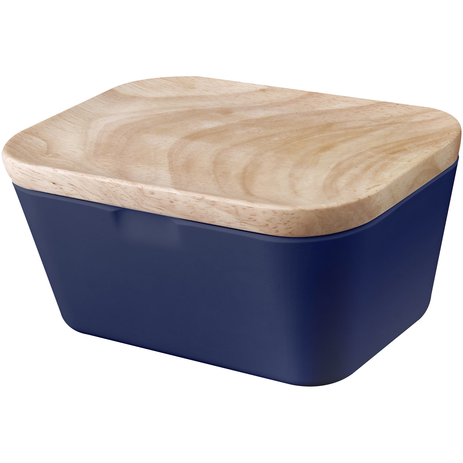 BRUNNER Melamin Butterdose Butter Schale Behälter Holz Brett Deckel Eckig