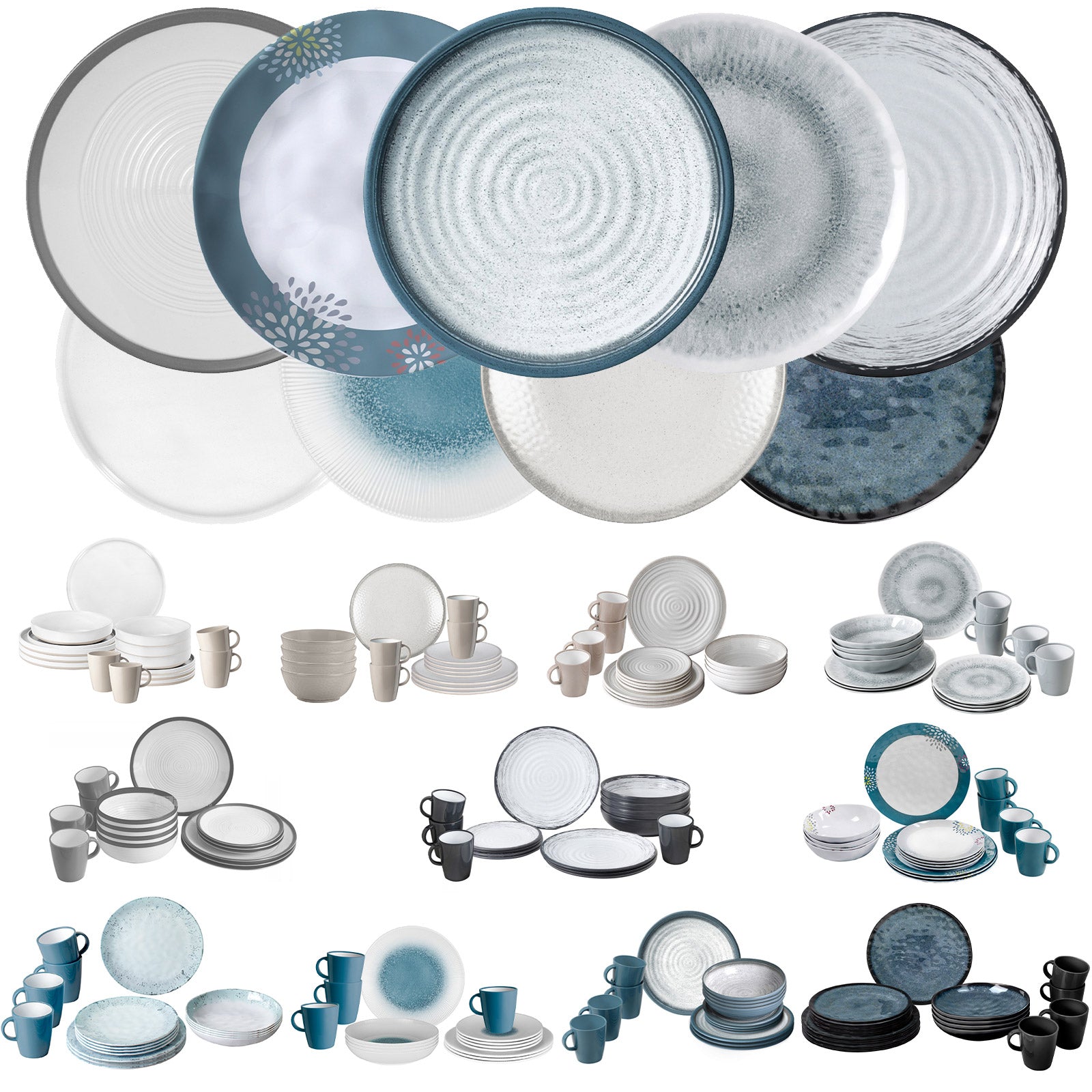 Service de table en mélamine BRUNNER, boîte à lunch, 16 pièces, camping, voyage, assiette, tasse