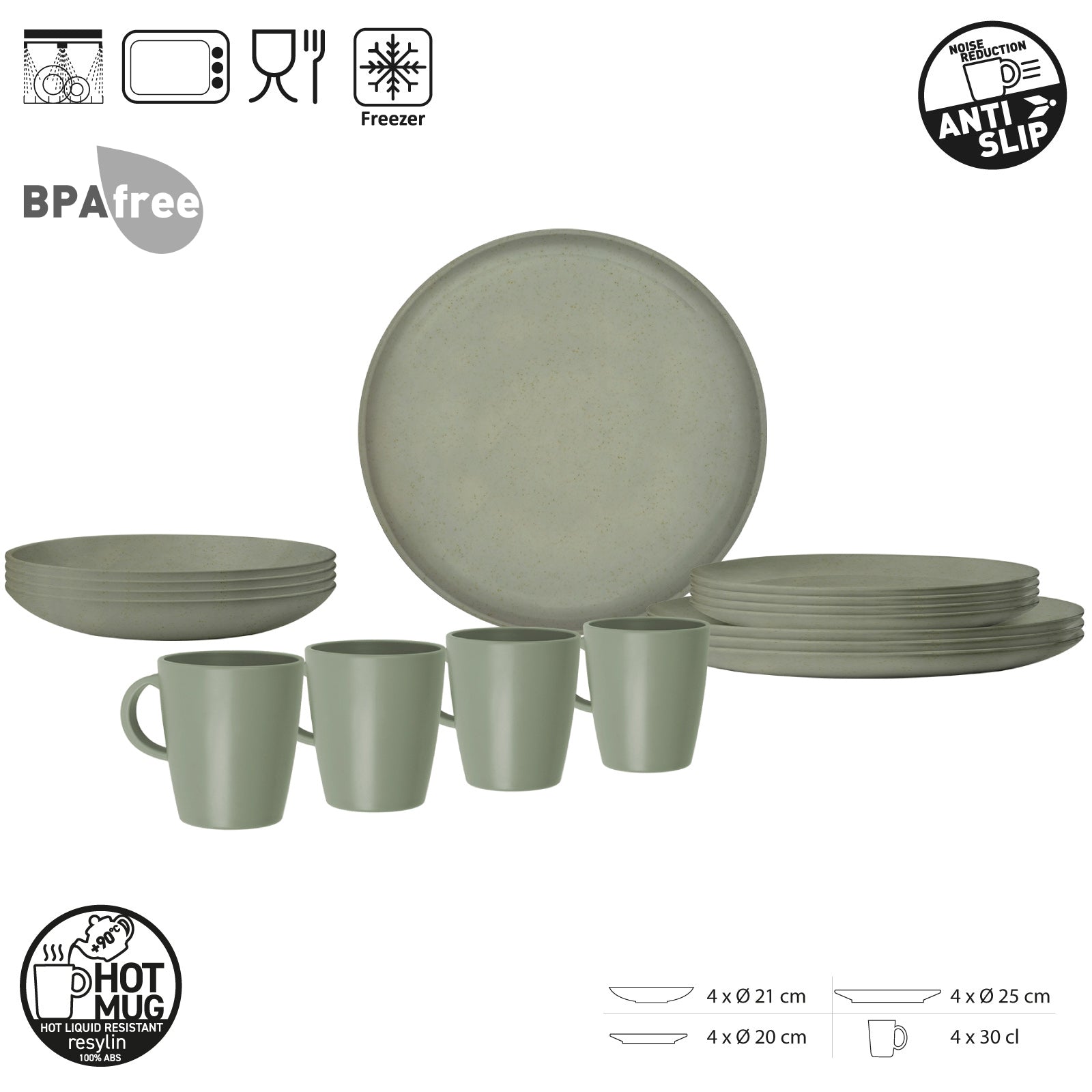 BRUNNER Ensemble de vaisselle de camping Boîte à lunch RPET Tierra Assiette de camping Bol 12 pièces