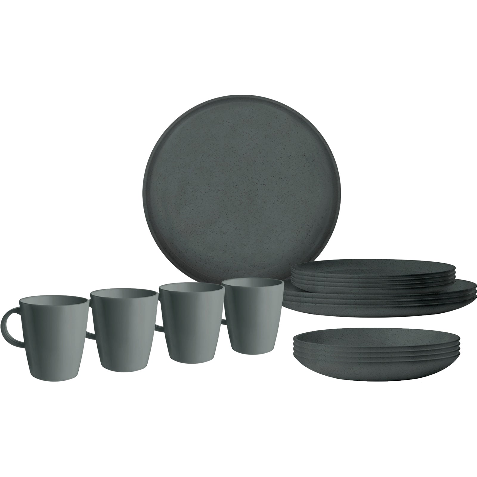 BRUNNER Ensemble de vaisselle de camping Boîte à lunch RPET Tierra Assiette de camping Bol 12 pièces