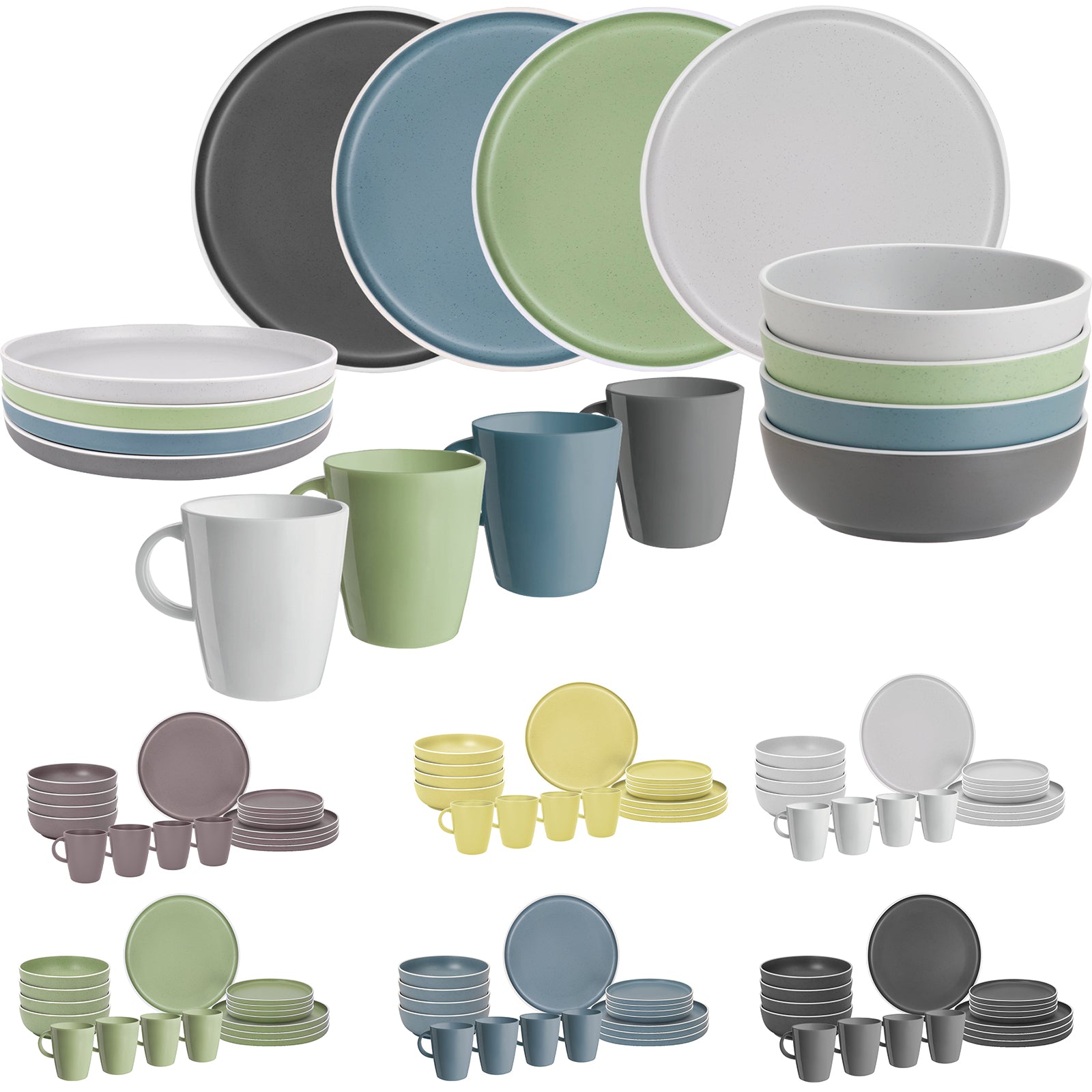 BRUNNER Melamin Geschirr Set Lunch Box Dolomit Stone Touch Camping Teller 16tlg