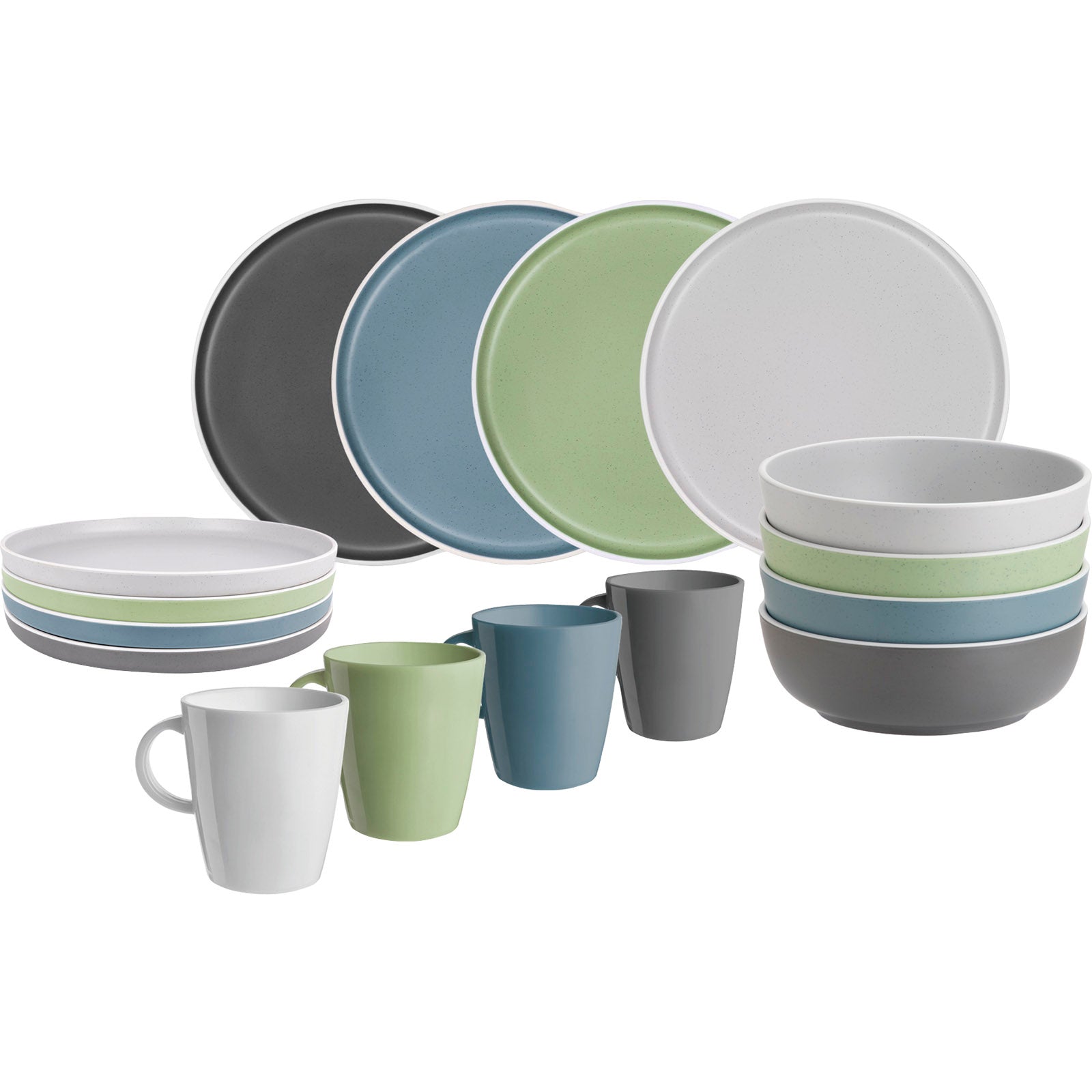 BRUNNER Melamine Tableware Set Lunch Box Dolomite Stone Touch Camping Plate 16 pcs