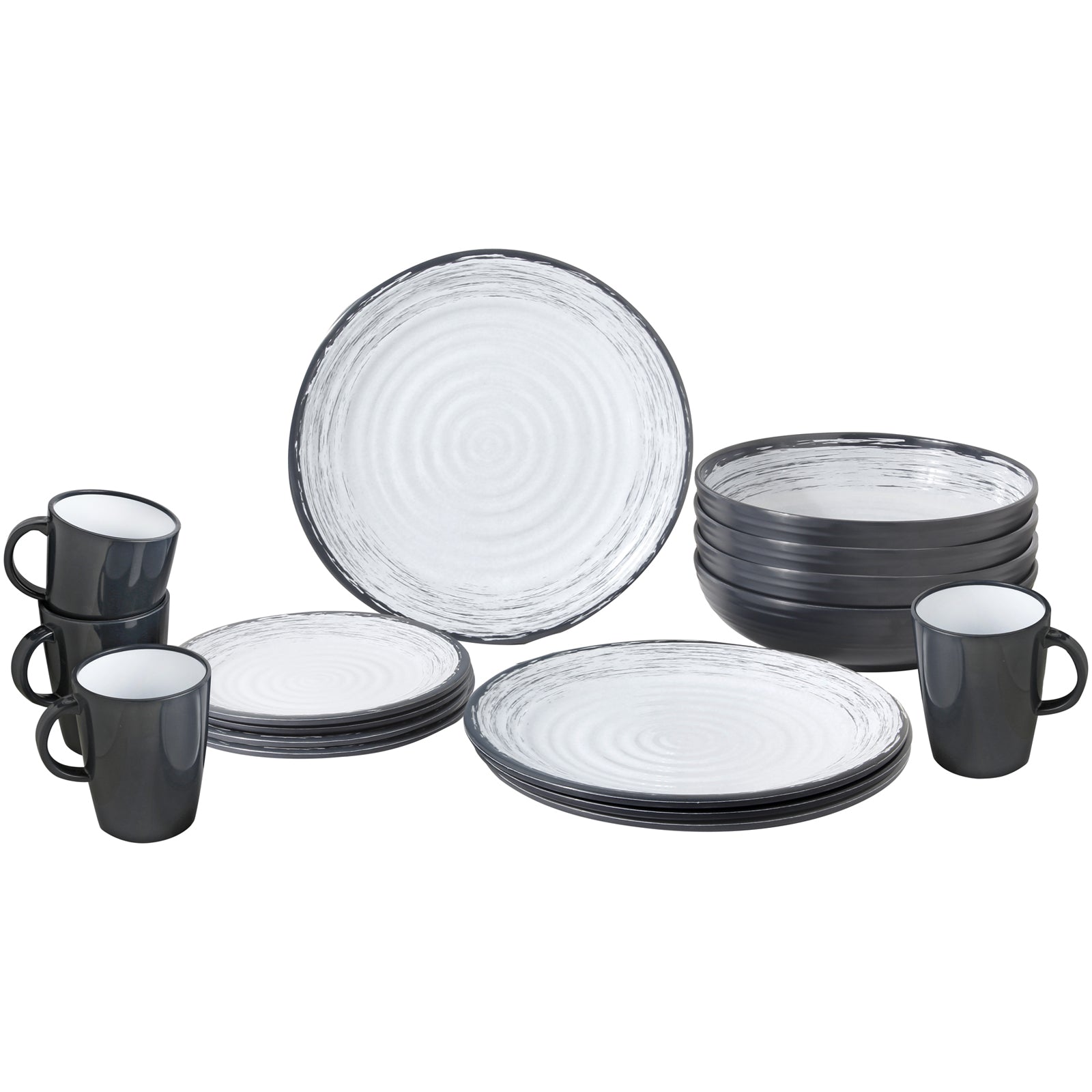 BRUNNER Melamin Ess Geschirr Set Lunch Box 16-teilig Camping Reise Teller Becher