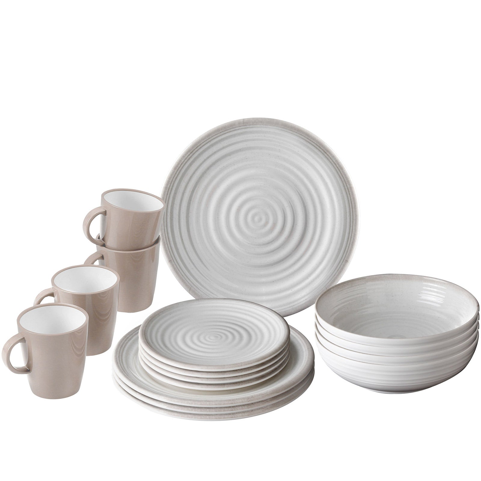 BRUNNER Melamin Ess Geschirr Set Lunch Box 16-teilig Camping Reise Teller Becher