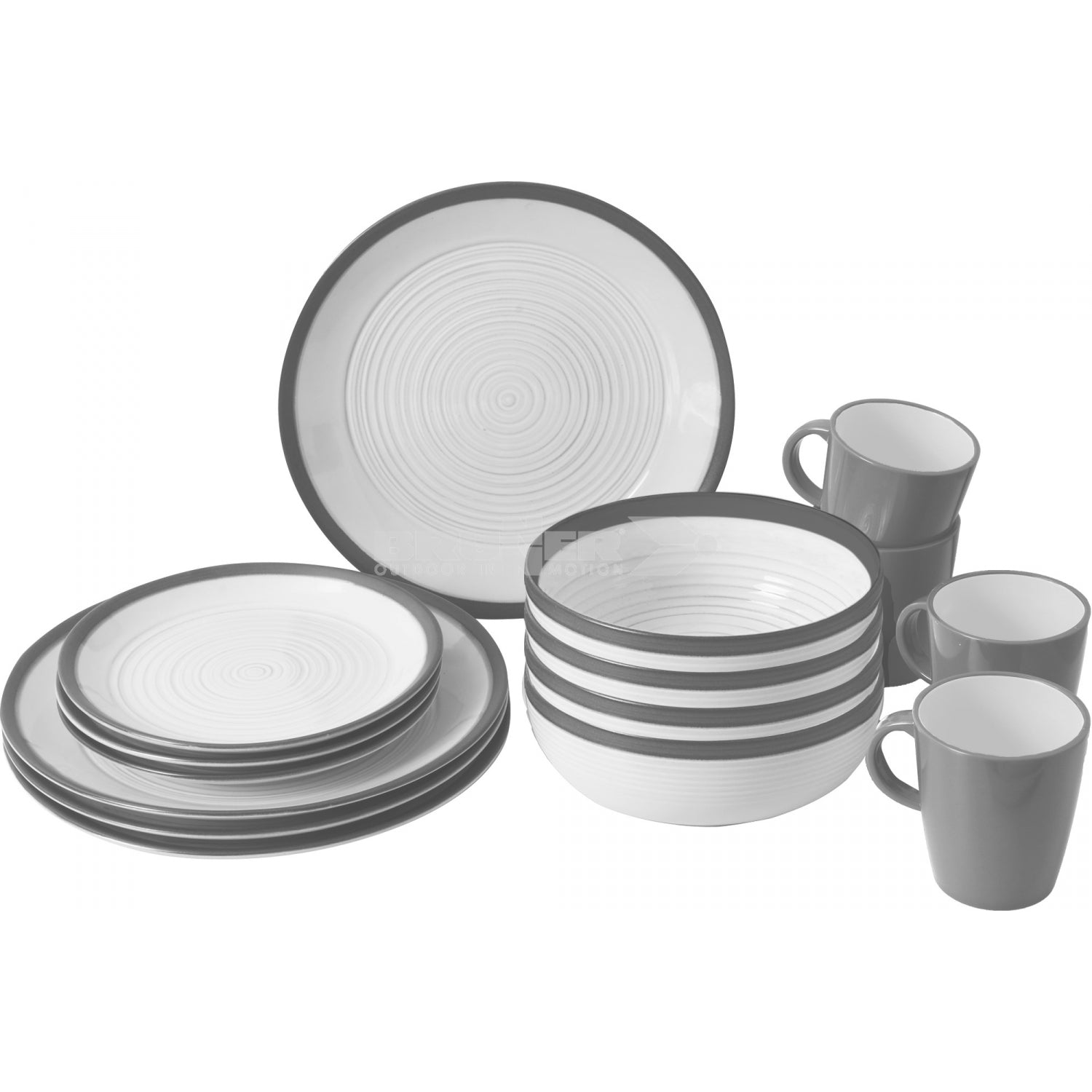 BRUNNER Melamin Ess Geschirr Set Lunch Box 16-teilig Camping Reise Teller Becher