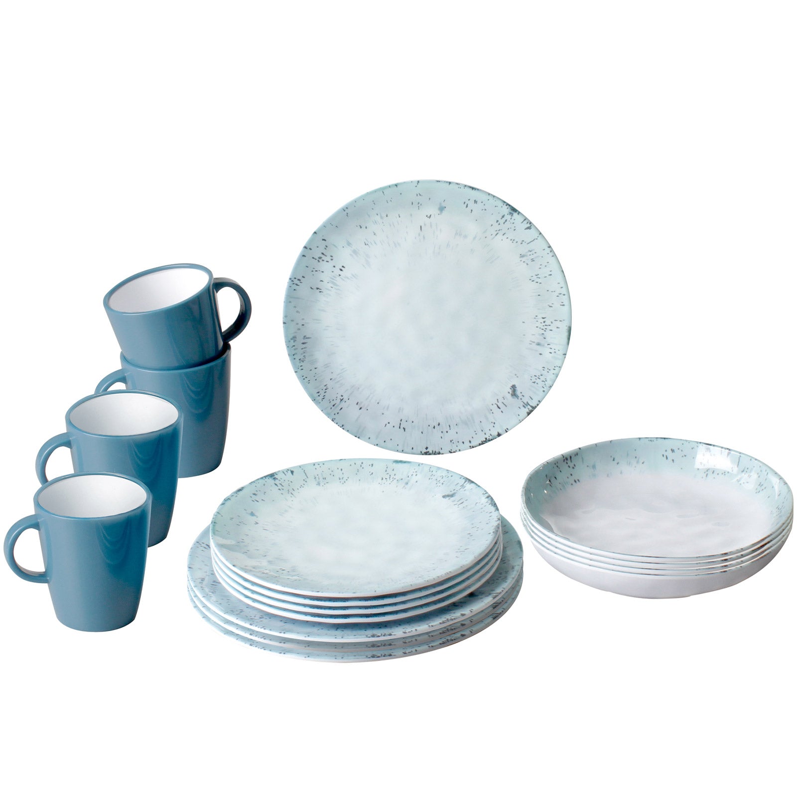 BRUNNER Melamin Ess Geschirr Set Lunch Box 16-teilig Camping Reise Teller Becher