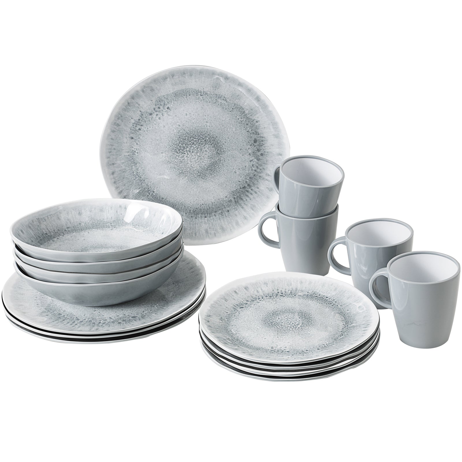 BRUNNER Melamin Ess Geschirr Set Lunch Box 16-teilig Camping Reise Teller Becher
