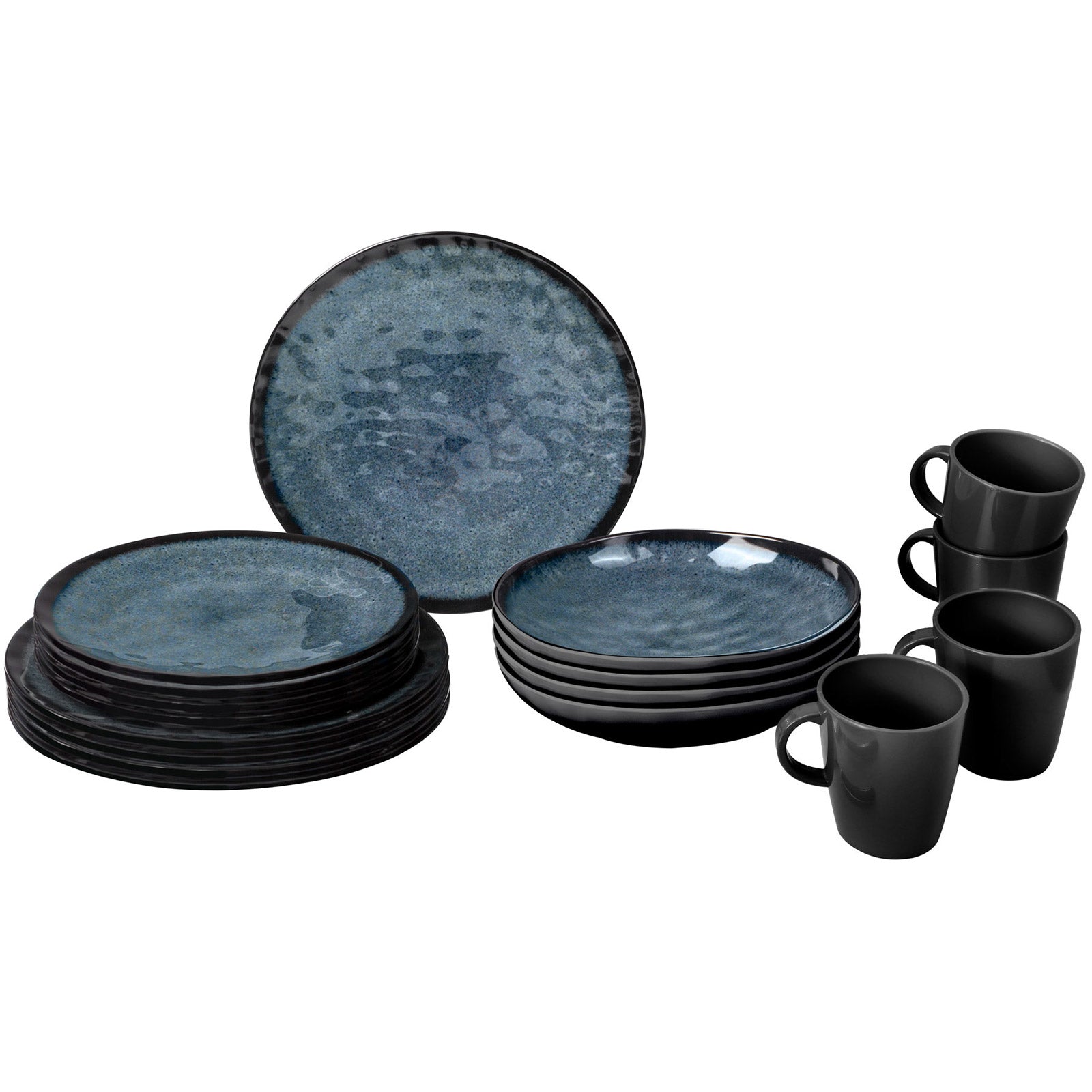 BRUNNER Melamin Ess Geschirr Set Lunch Box 16-teilig Camping Reise Teller Becher