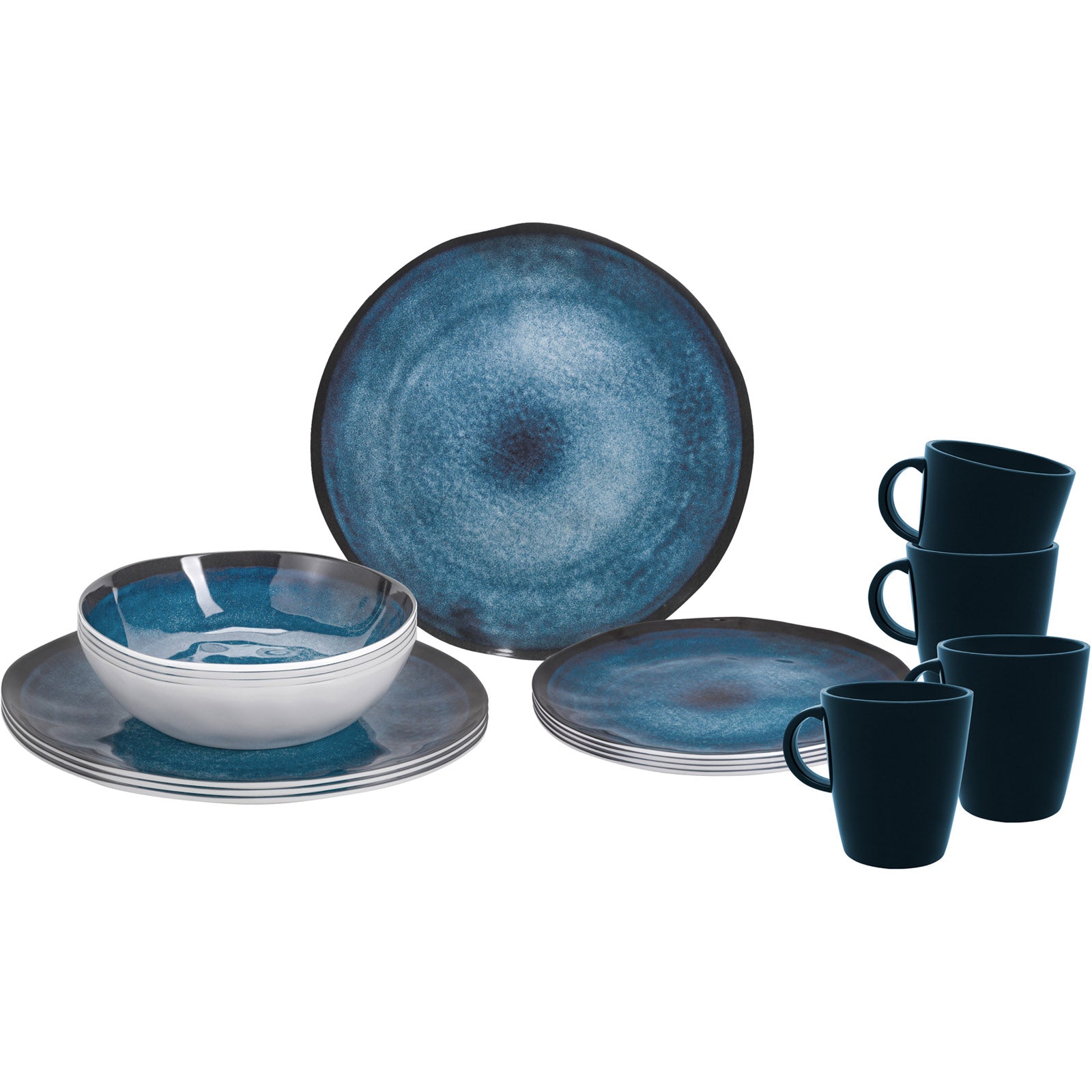 Service de table de camping BRUNNER Breeze, assiettes, gobelets, mélamine, 16 pièces