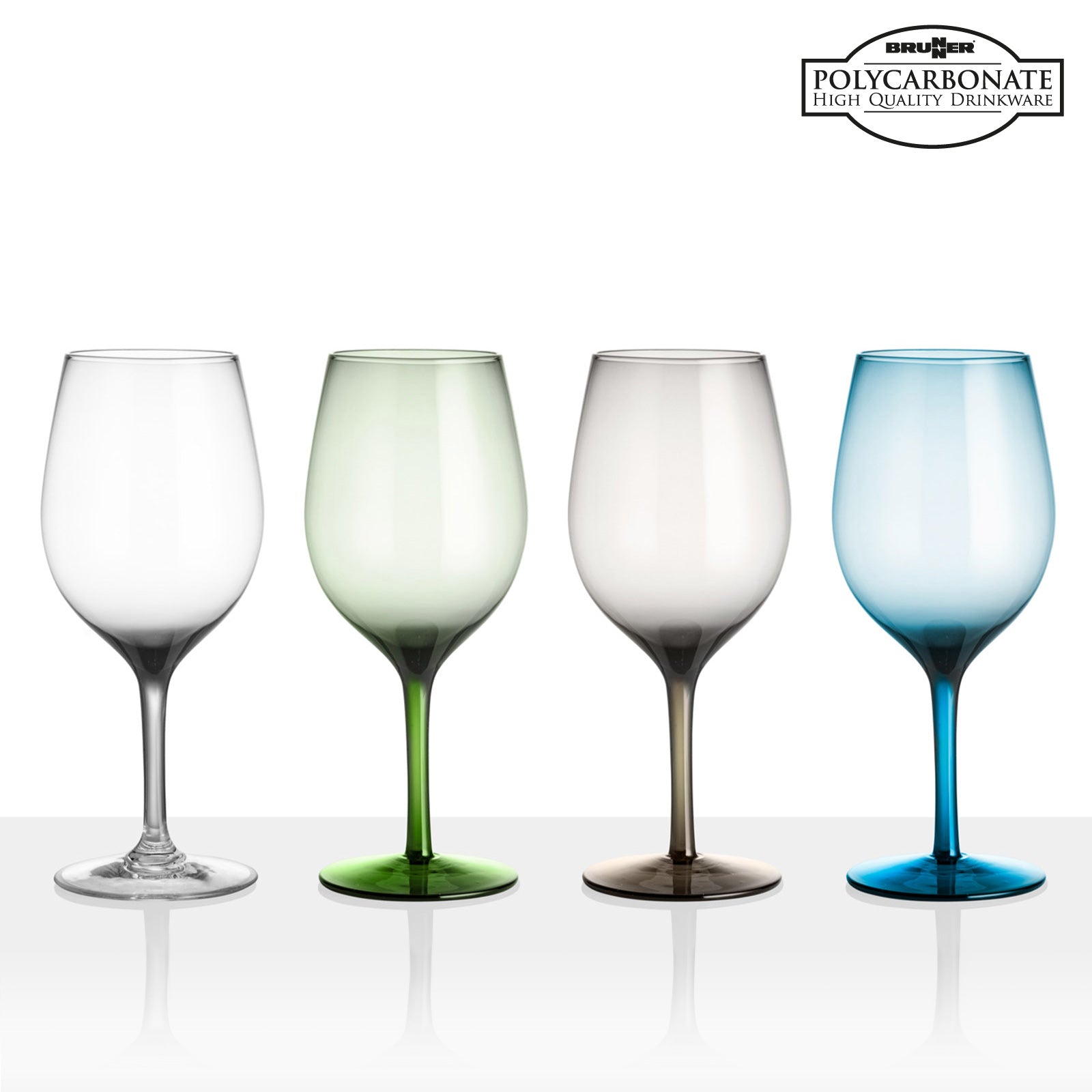 BRUNNER Camping, lot de 4 verres à vin blanc ONDA JAZZ, verres incassables, 60 cl