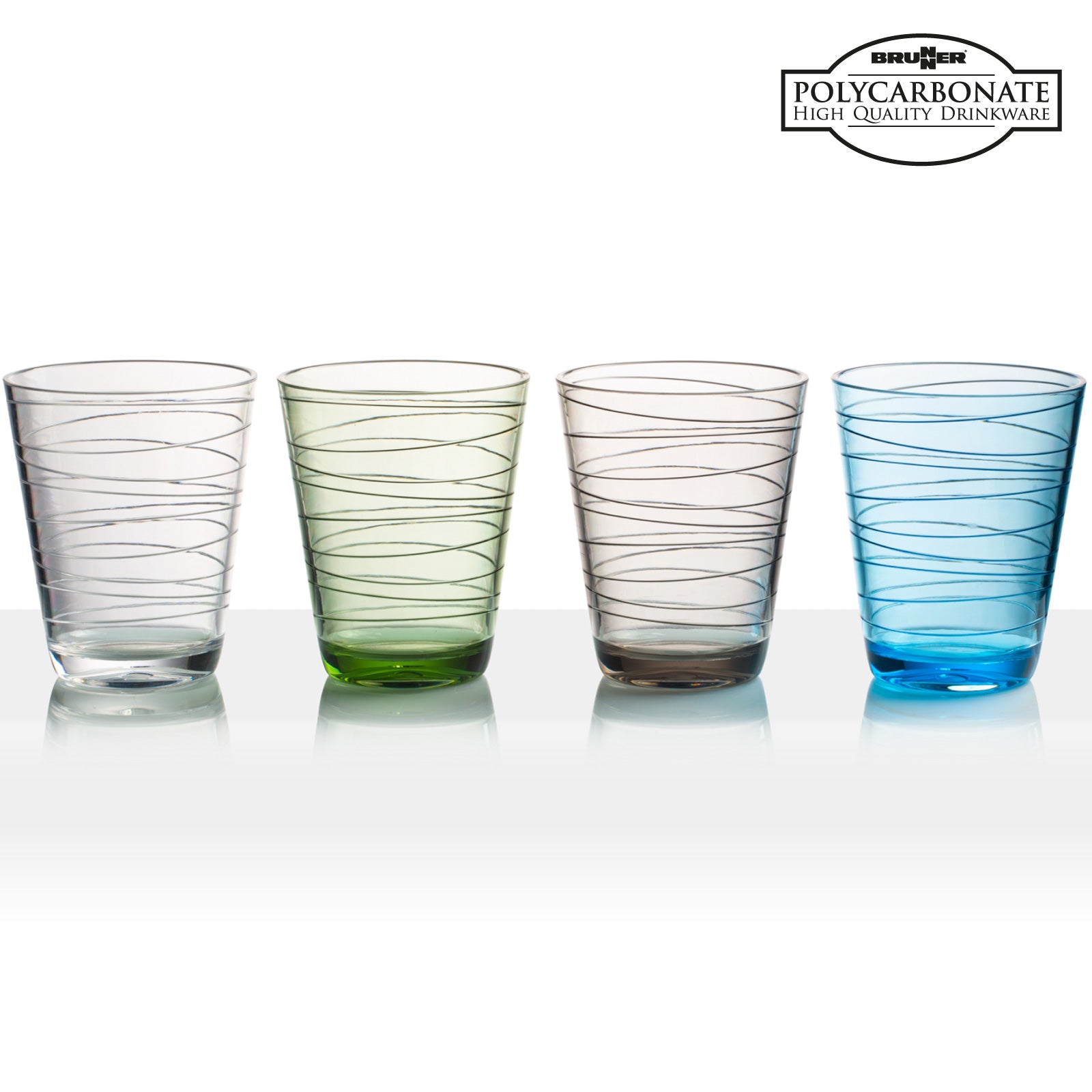 BRUNNER Camping Glass Set of 4 Drinking Glasses Onda Travel Water Glasses Break-Resistant 300 ml