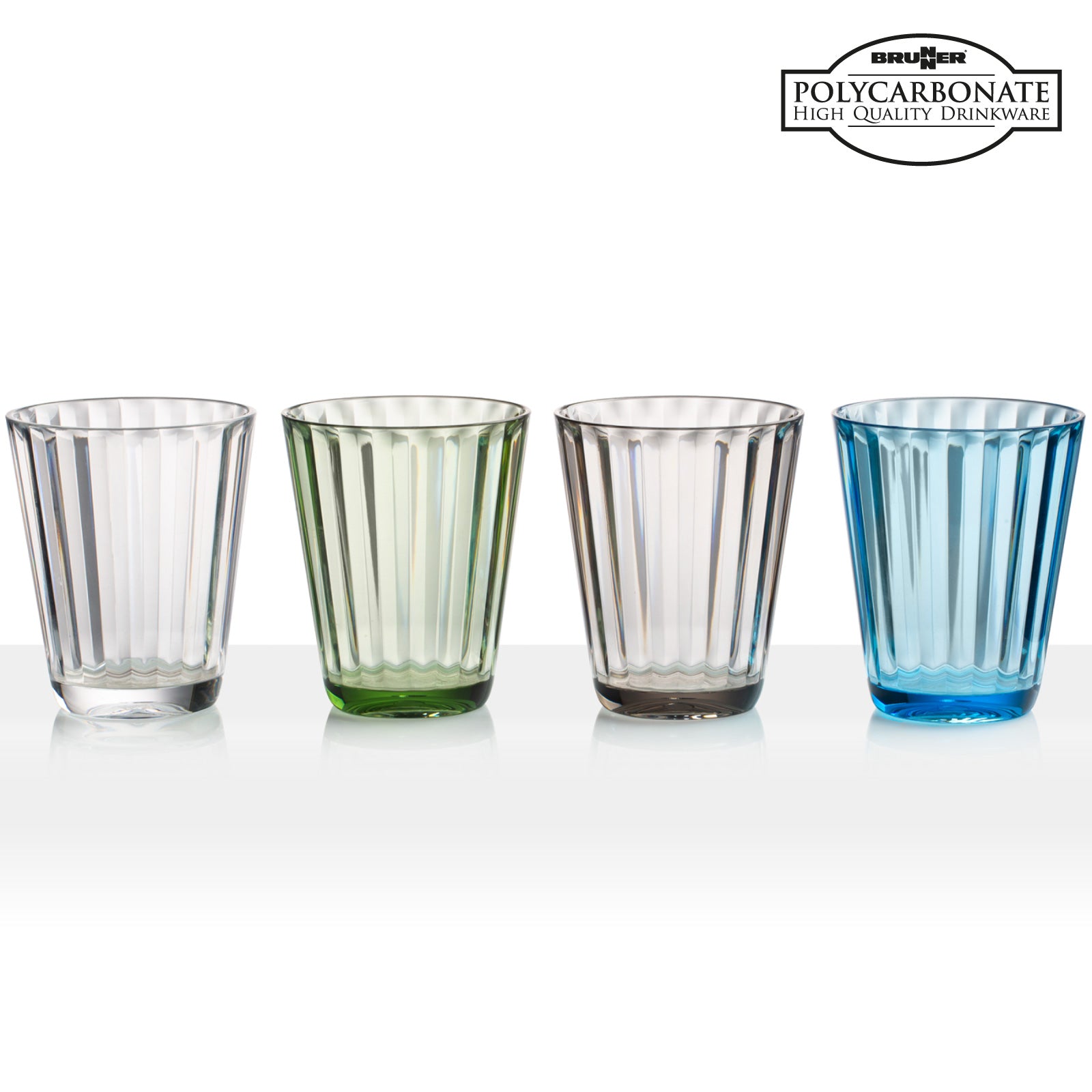 BRUNNER Camping Glasses Set of 4 Drinking Glasses Jazz Travel Water Glass Break-Resistant 300 ml
