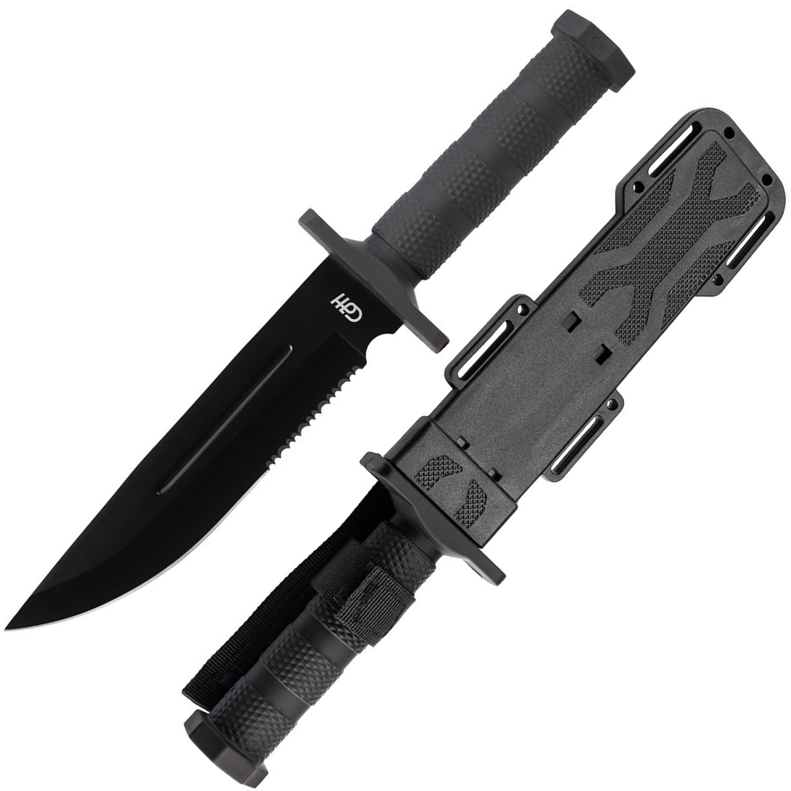 CJH Gürtelmesser Outdoor Survival Messer Fahrtenmesser Jagdmesser Säge Scheide