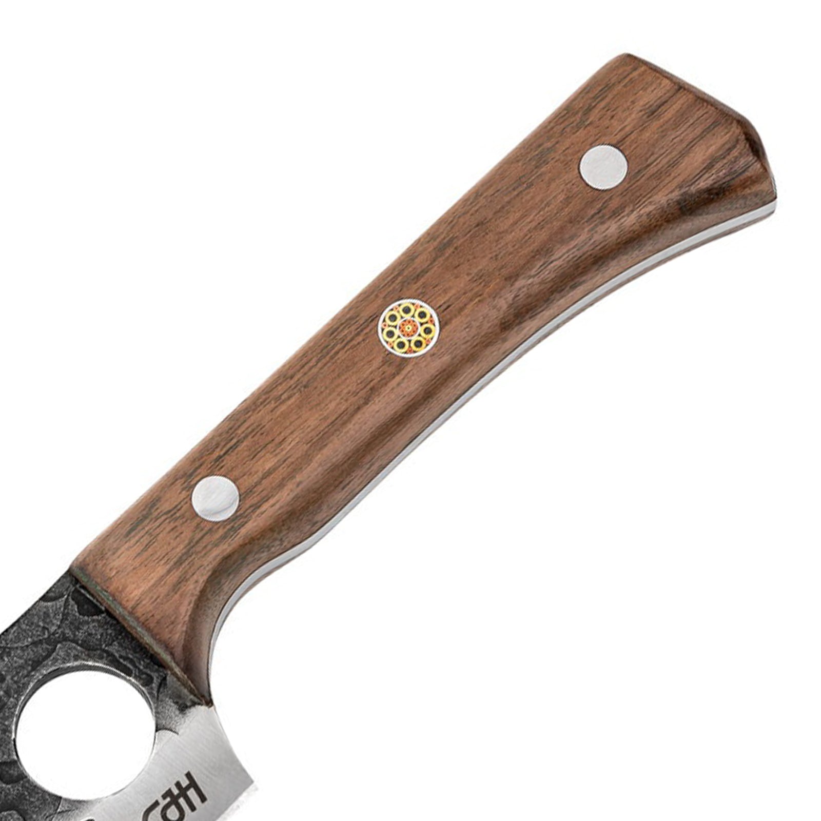 Couteau de cuisine d'extérieur CJH, lame pleine soie, couteau de camping à porter à la ceinture, étui en bois de noyer
