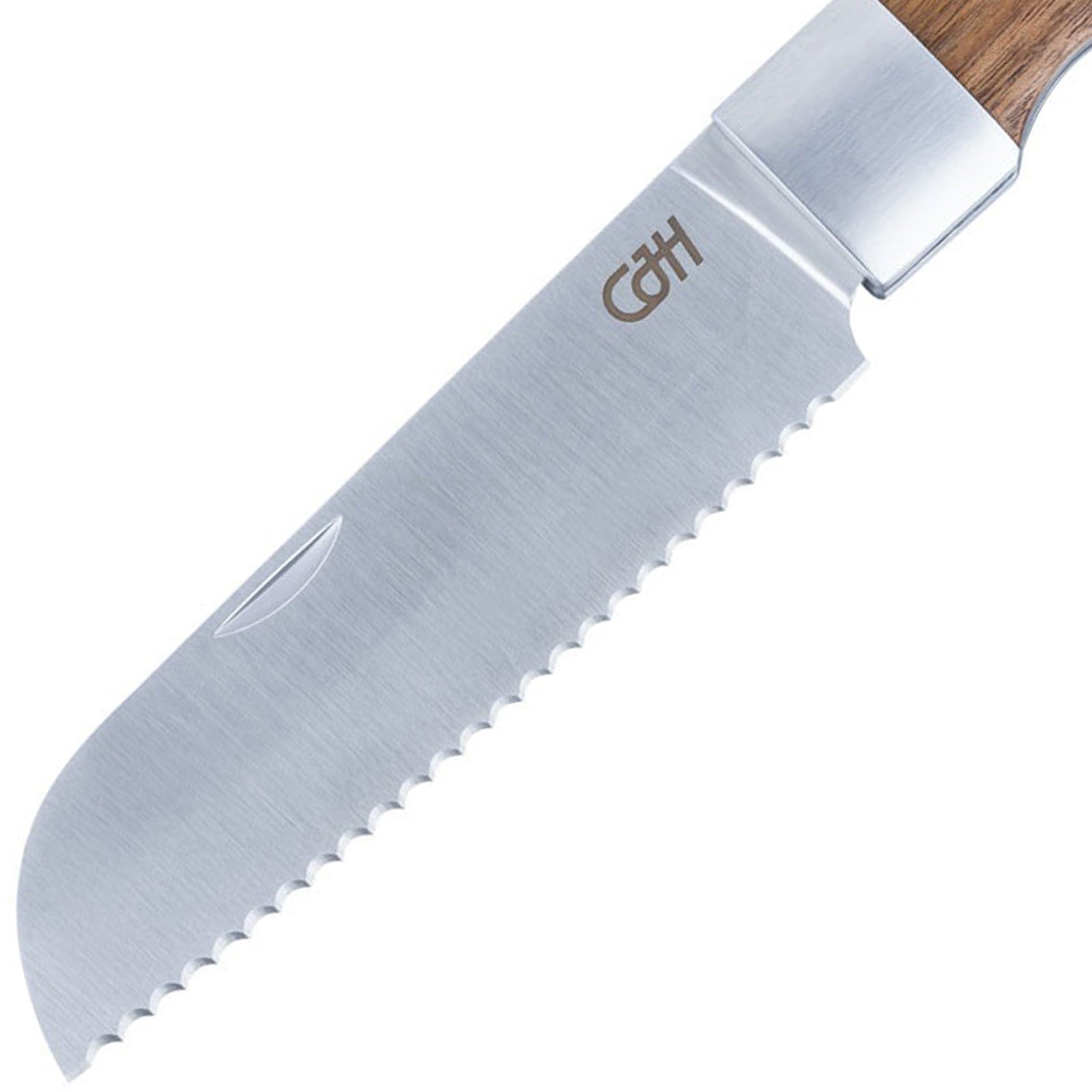 CJH Outdoor Brotmesser Santoku Taschenmesser Klappmesser Camping Walnuss Holz