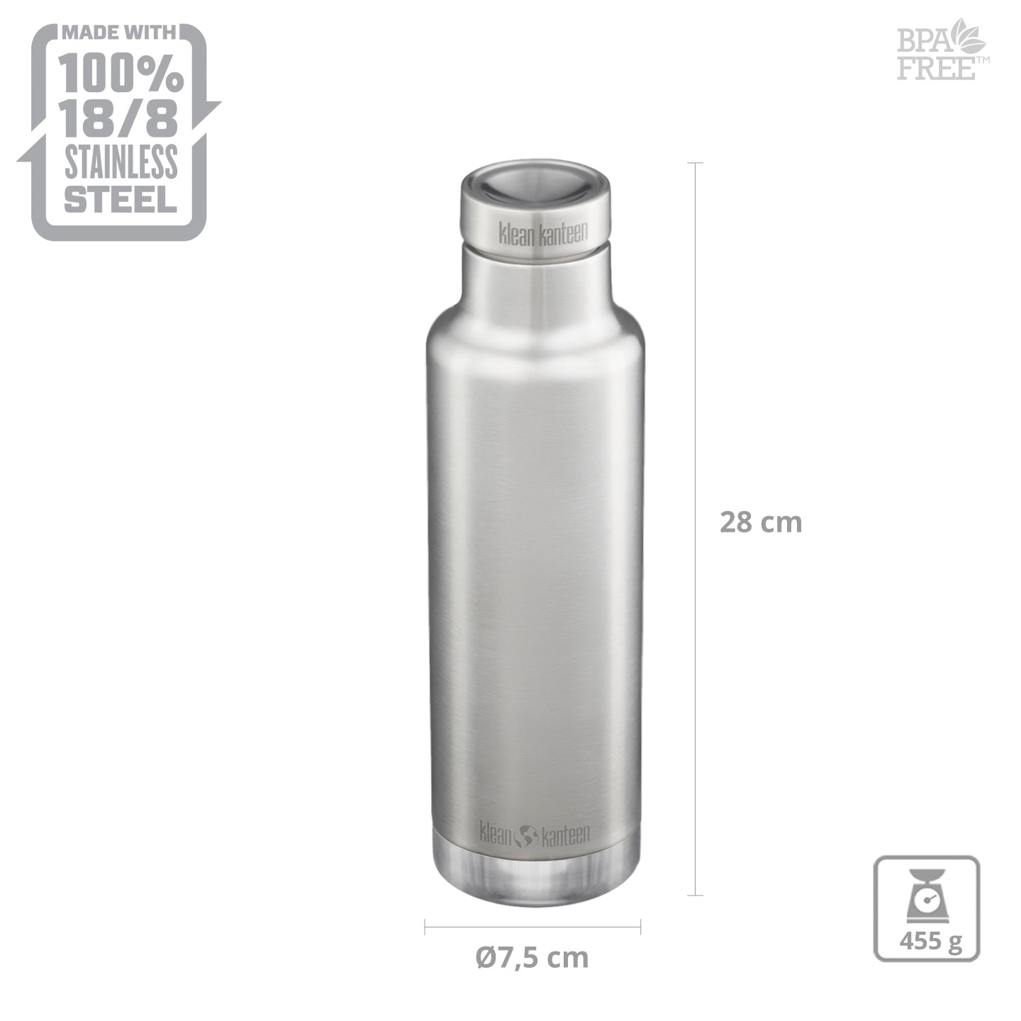 KLEAN KANTEEN Pichet isotherme 750 ml Bouteille isotherme classique Bouteille isotherme sous vide