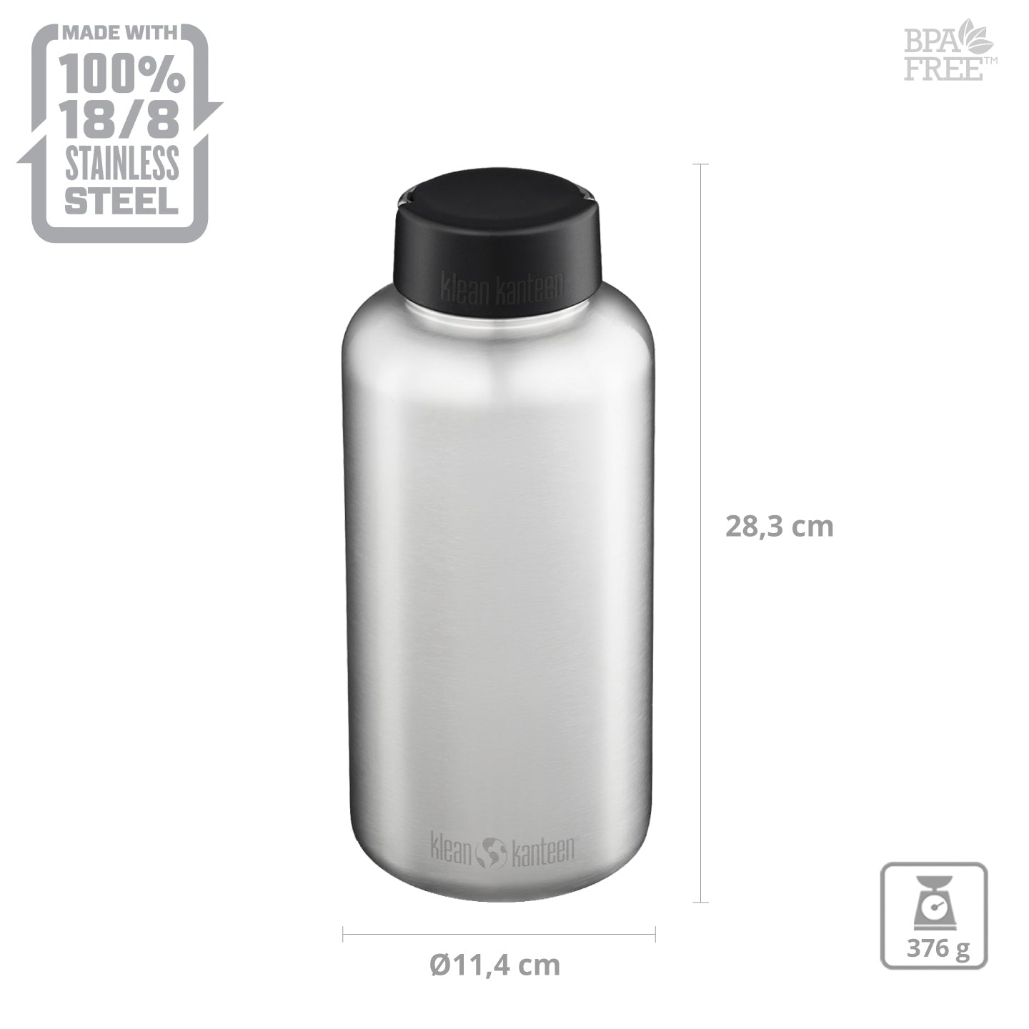 Bouteille de sport KLEAN KANTEEN à large goulot avec bouchon à vis