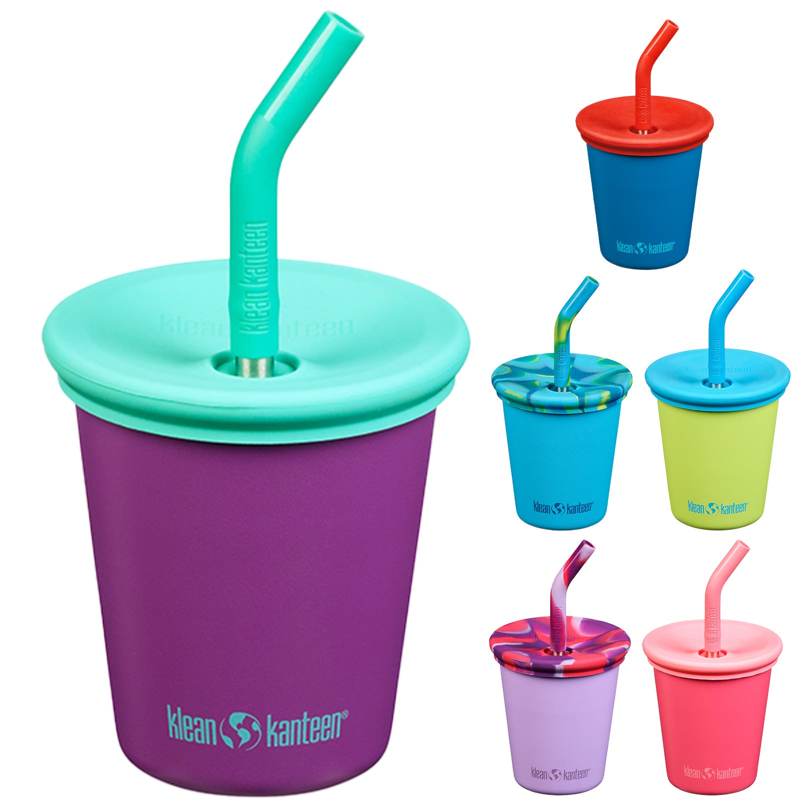 KLEAN KANTEEN Kinderbecher Kid Steel Cup Strohhalm Trink Becher Edelstahl 296 ml