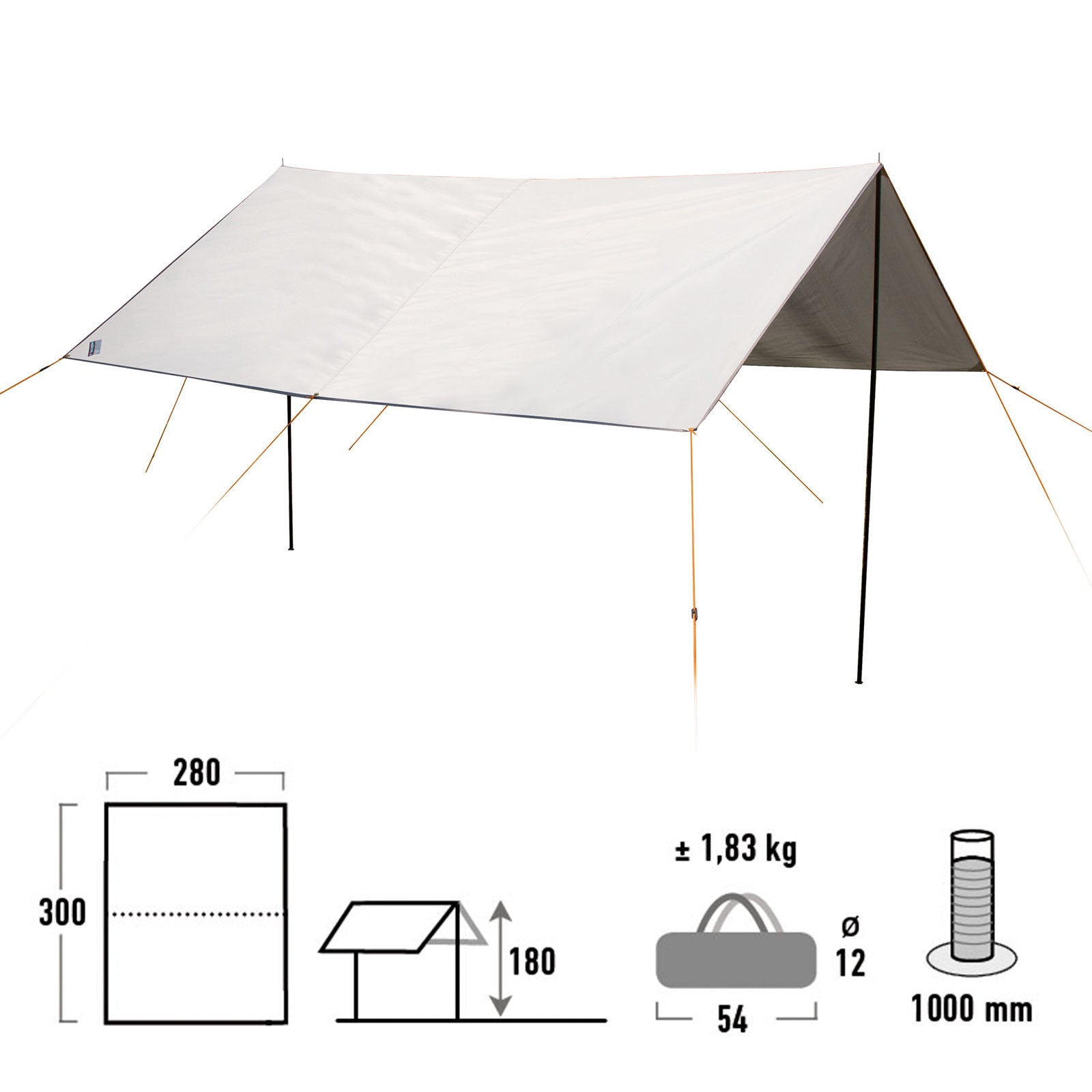 HIGH PEAK Capri 3.0 Tarp Sonnensegel Camping Vor Zelt Plane UV80 Schutz 3 m
