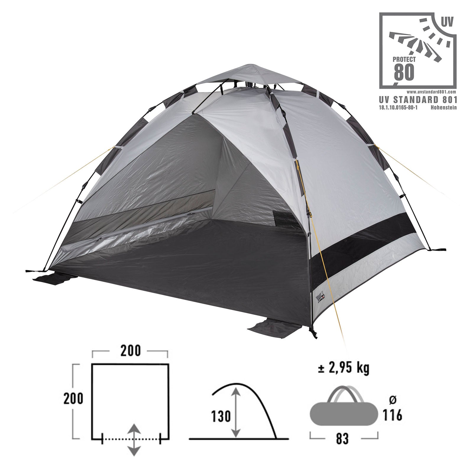 HIGH PEAK Strand Muschel Calida 80 Sekunden Zelt XL Quick Pop Up Automatik UV80
