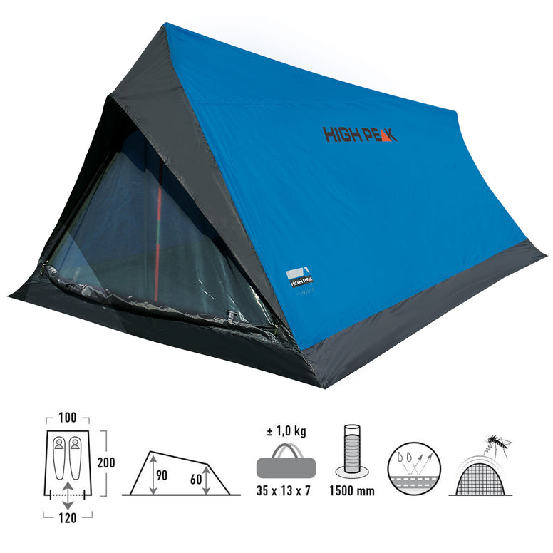 HIGH PEAK Trekkingzelt Minilite 1-2 Personen 1 Mann Camping Zelt Fahrrad 1 kg