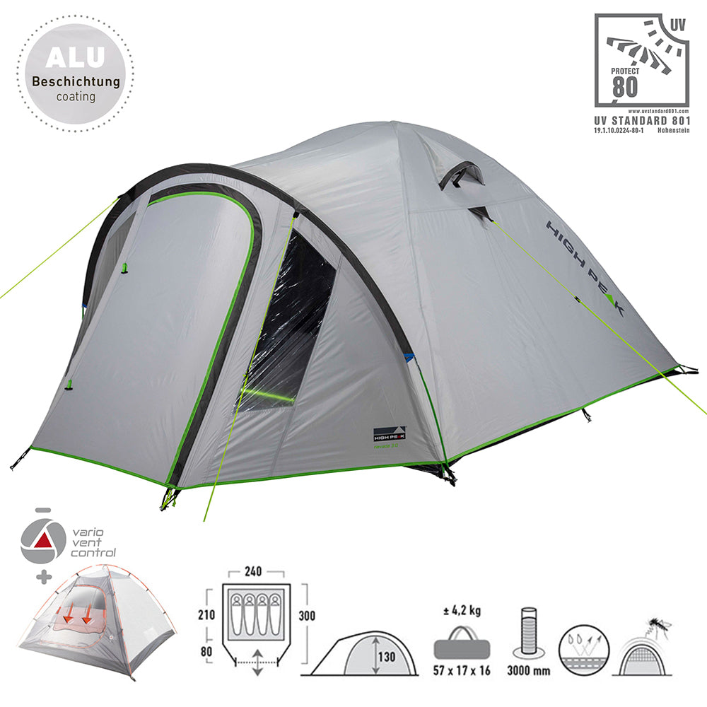 HIGH PEAK Kuppelzelt Nevada 2 3 4 5 Personen Iglu Zelt Camping Trekking Vorraum
