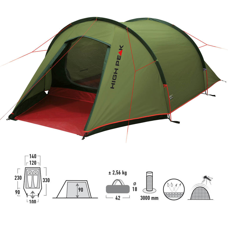HIGH PEAK Trekkingzelt Kite LW 1-2 Personen Camping Fahrrad Einmann Zelt 2,6 kg