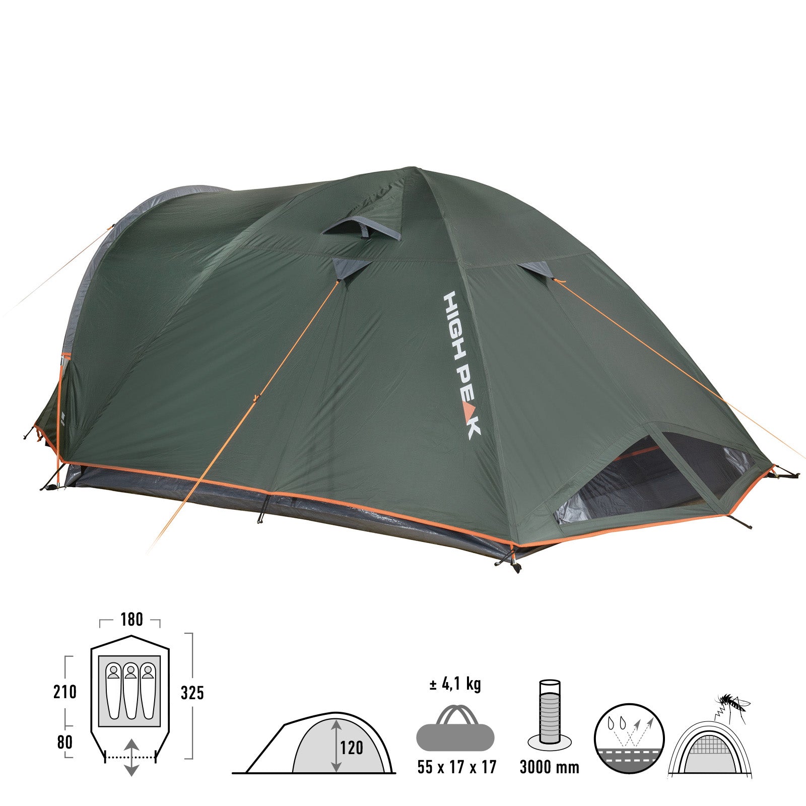 HIGH PEAK Dome Tent Nevada 2 3 4 Persons Camping Trekking Igloo Tent Vestibule