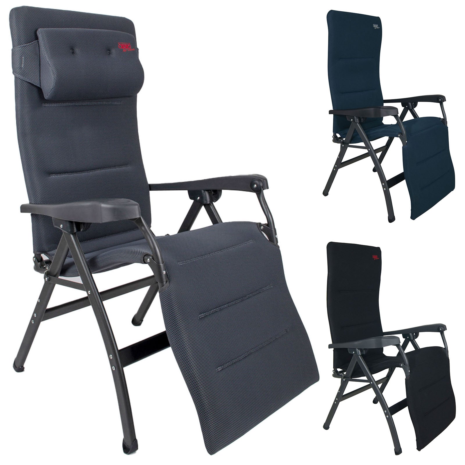 CRESPO Camping Stuhl AP 242 Air Deluxe Ergonomic Garten Liege Stuhl Alu 130 kg