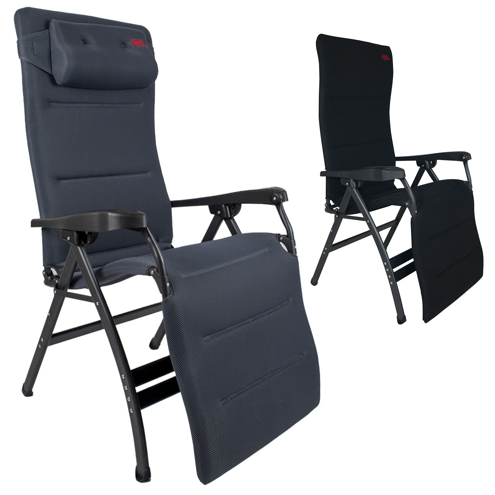 Chaise de camping CRESPO AP 252 XL Air Deluxe, chaise longue de jardin ergonomique en aluminium, 130 kg