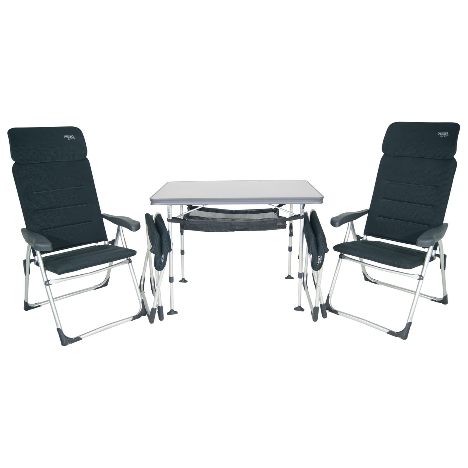 Ensemble table et chaise longue de camping CRESPO AA213 CTAR, tabouret de table pliant, chaise pliante en aluminium