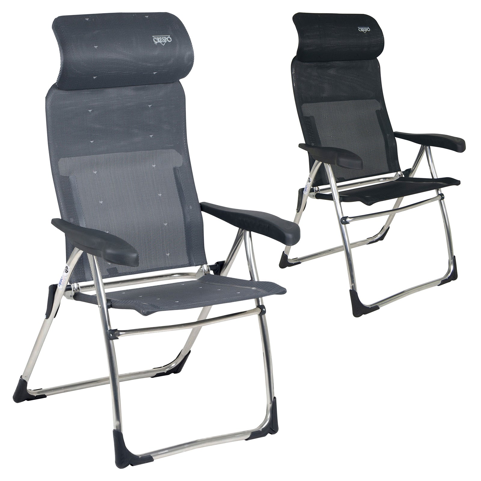 CRESPO Garden Chair AL 215 Compact Camping Folding Chair Lounger Armchair Aluminium Foldable