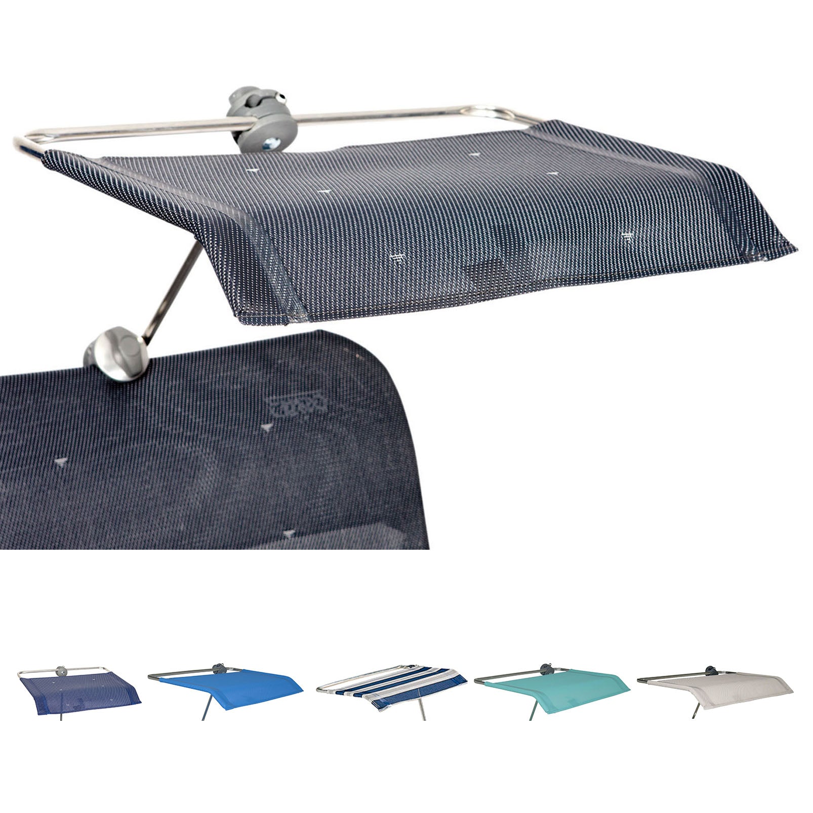 Chaise de camping à auvent CRESPO P199, protection parasol, chaise pliante, chaise de plage