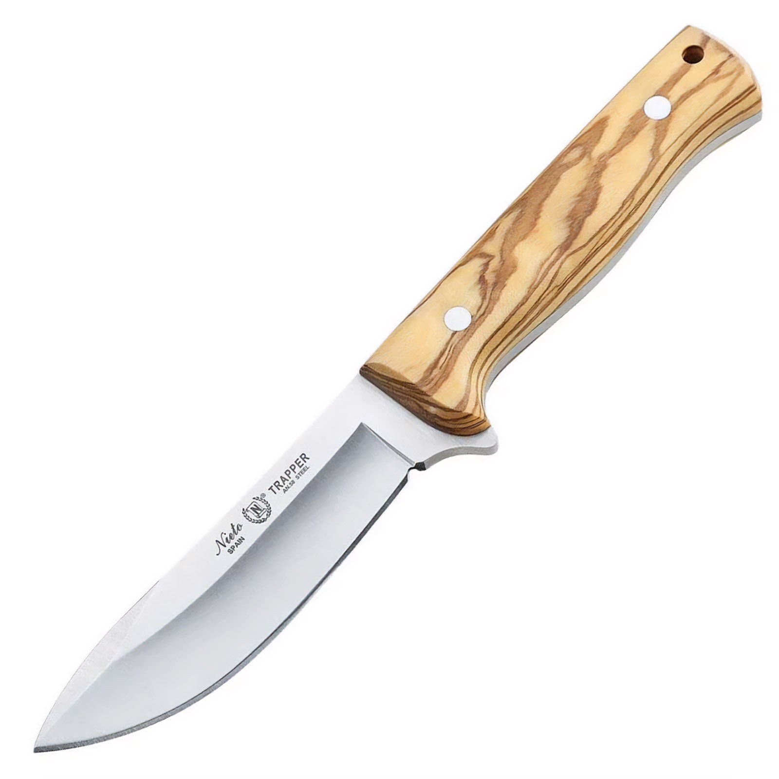 NIETO Gürtelmesser Trapper Outdoormesser Camping Full Tang Scheide Veilchen Holz