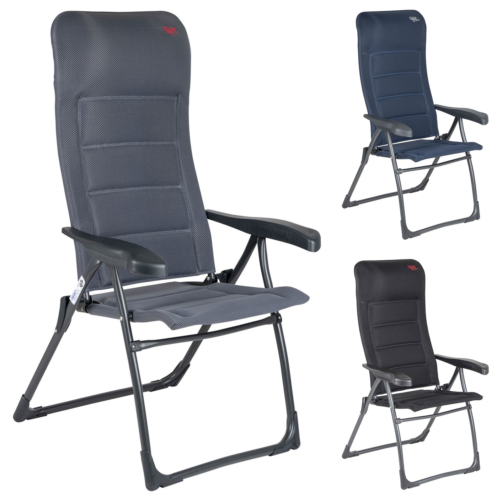 Chaise de jardin CRESPO AP 215 Air Deluxe Chaise longue de camping pliante en aluminium 110 kg
