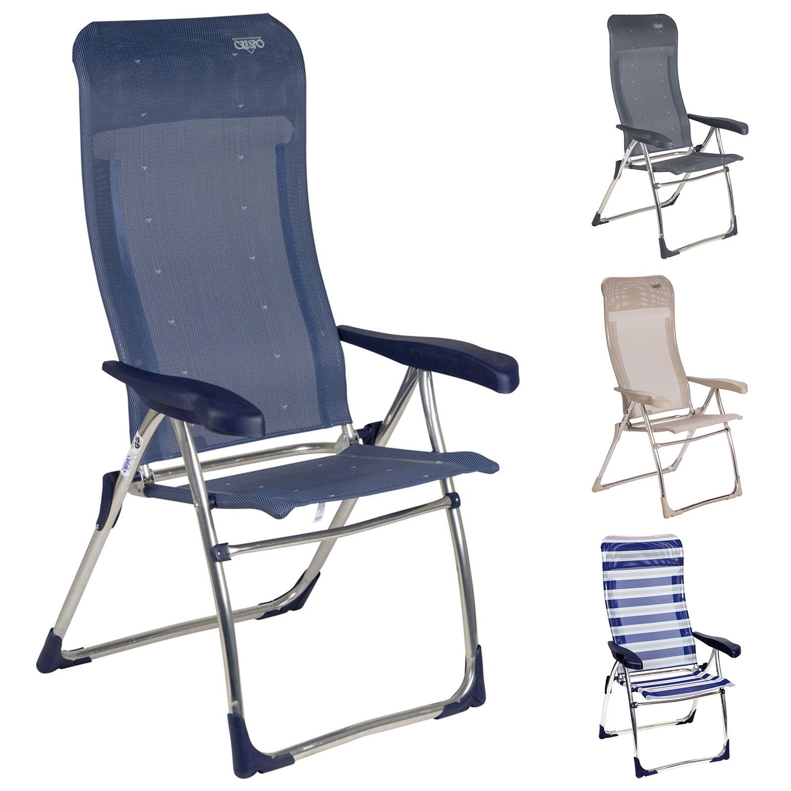 Chaise de camping CRESPO AL 215 Chaise longue de jardin Chaise pliante Pliable Aluminium 110 kg