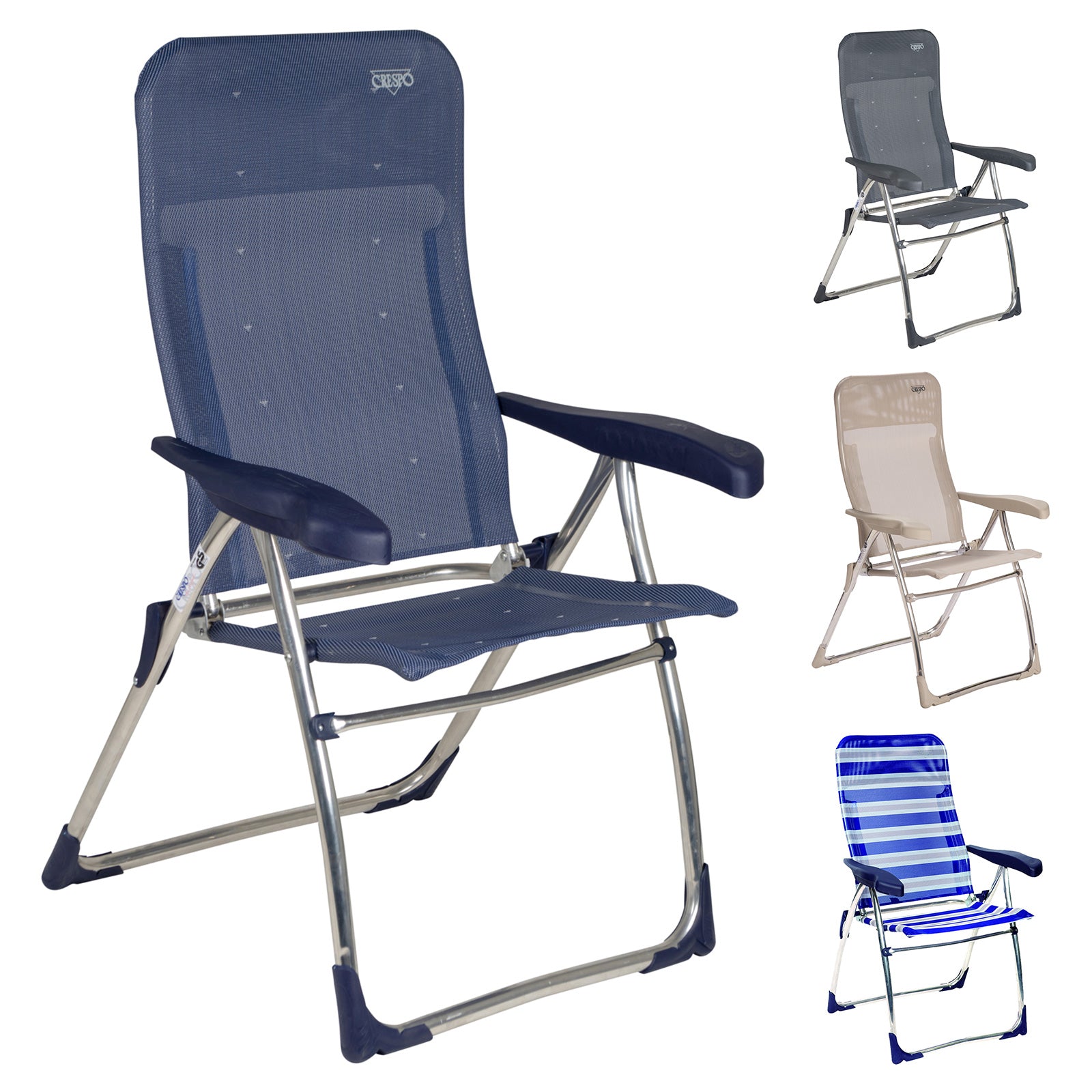 Chaise de camping CRESPO AL 212 Chaise longue de jardin Chaise pliante Pliable Aluminium 110 kg