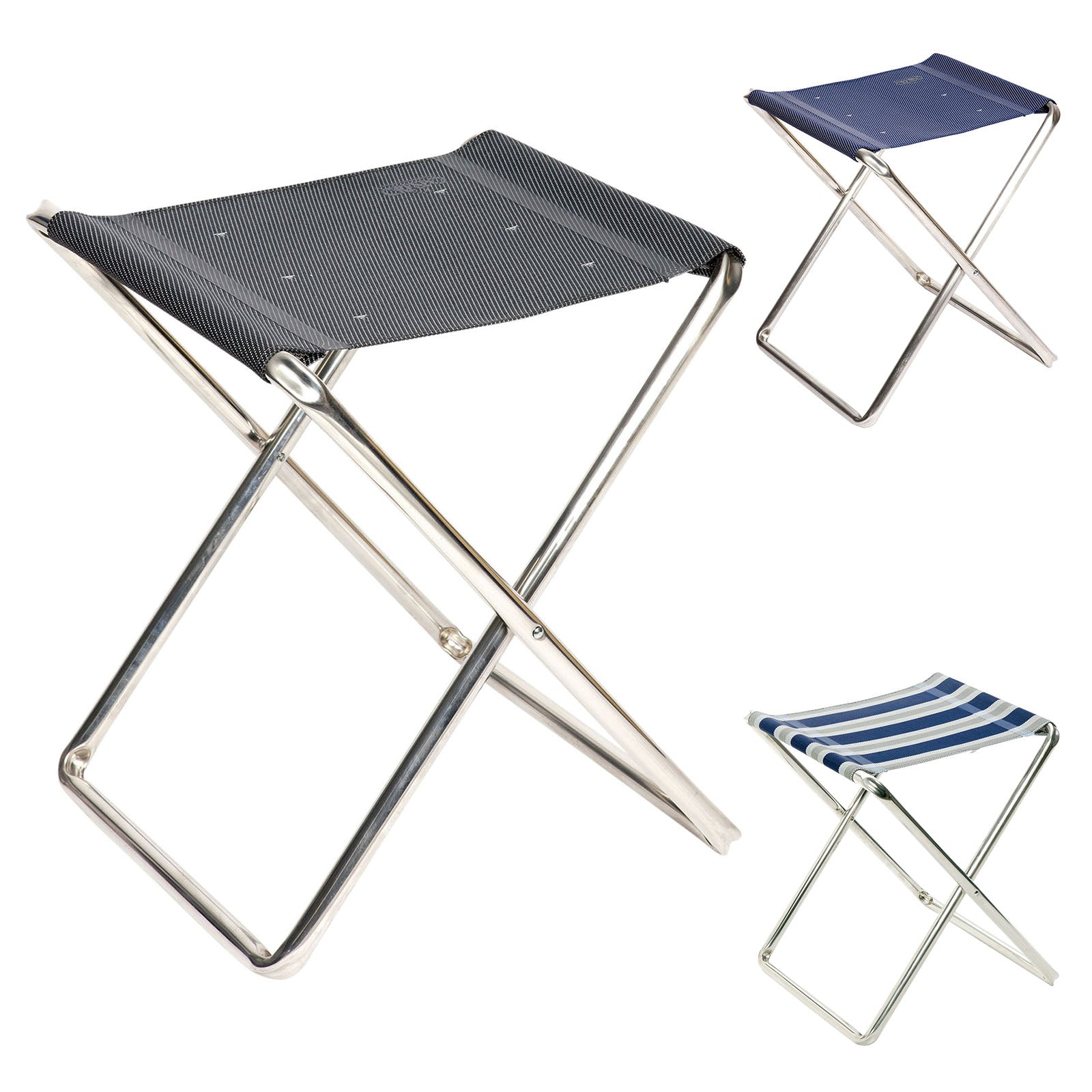 CRESPO Mini Falthocker AL302 Camping Klapphocker Angel Hocker Sitz Fußablage Alu