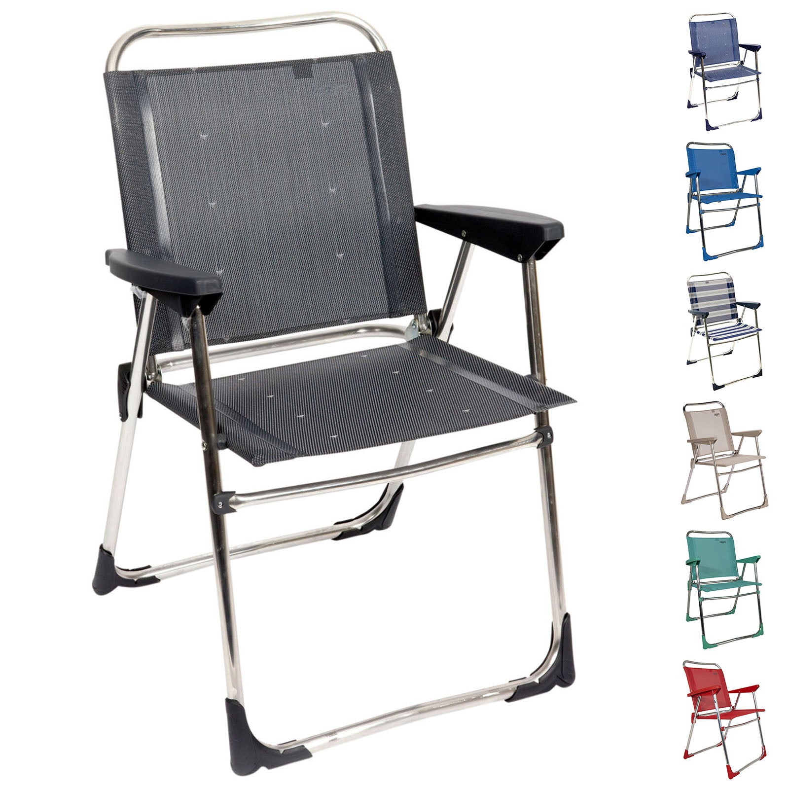 Chaise de camping pliante CRESPO AL 219, chaise de plage pliante, pliable, en aluminium, légère, 110 kg