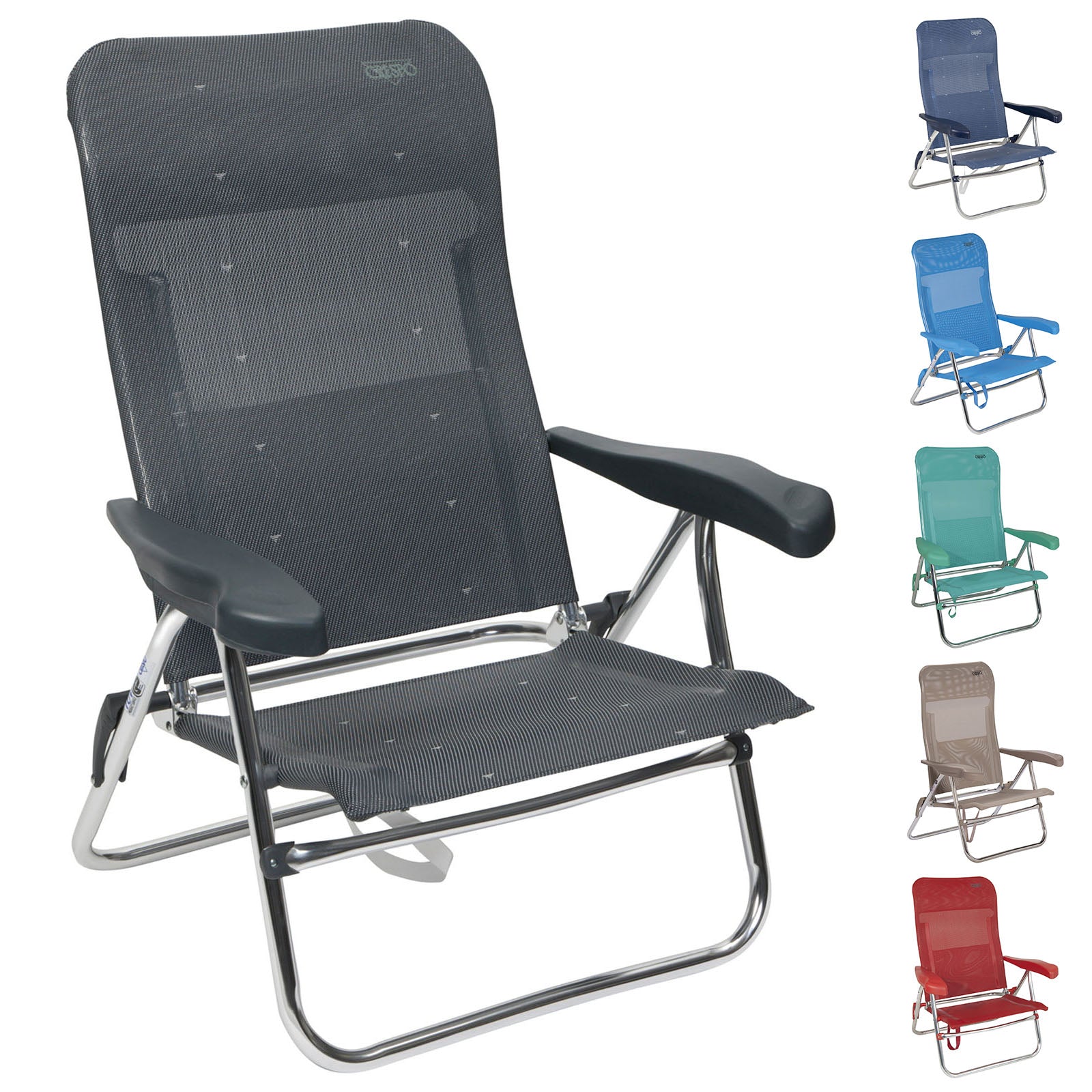 Chaise de plage CRESPO AL 205 chaise longue de jardin de camping chaise pliante pliable en aluminium