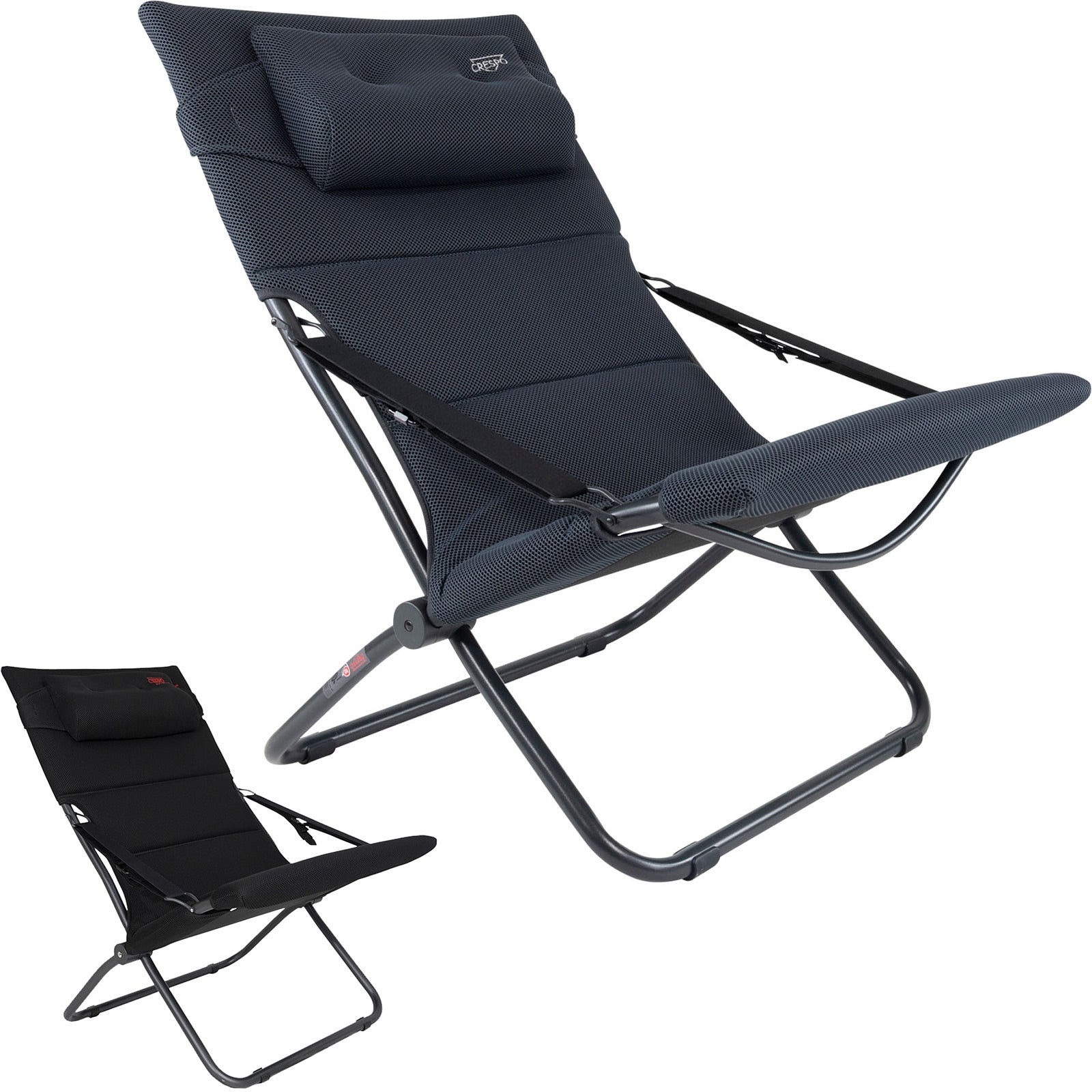Chaise de camping CRESPO AP 263 Air Deluxe, chaise longue de jardin pliante en aluminium