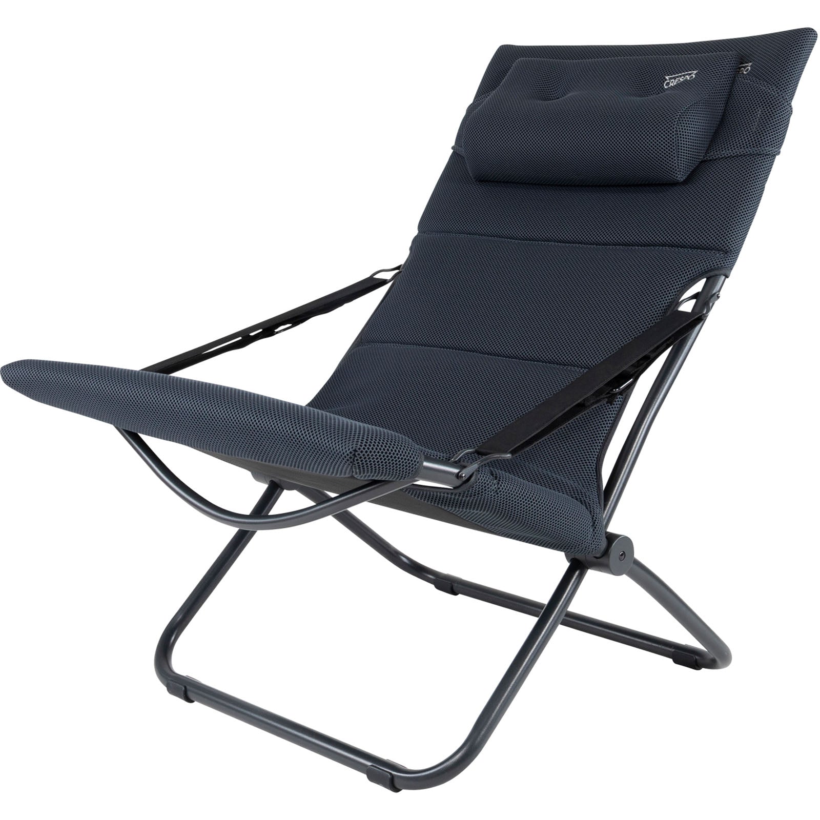 Chaise de camping CRESPO AP 263 Air Deluxe, chaise longue de jardin pliante en aluminium