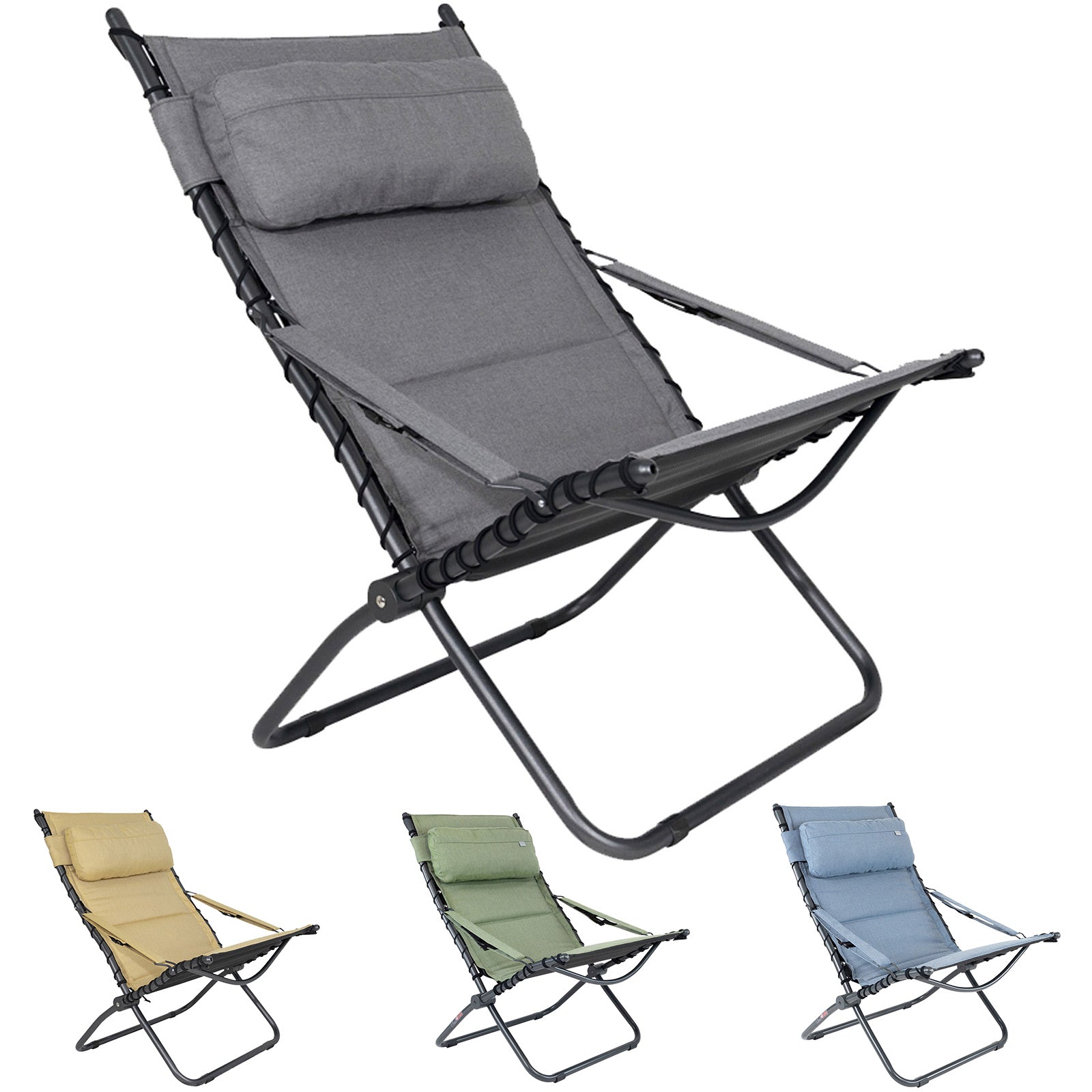 CRESPO Camping Chair AP 262 Tex Comfort Garden Lounger Folding Chair Aluminium
