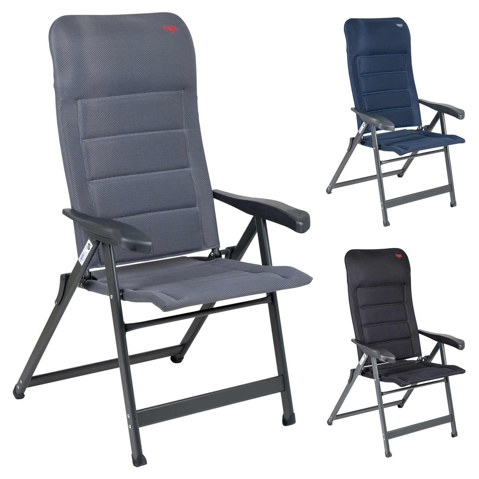 Chaise de jardin pliante CRESPO AP237, fauteuil de camping à dossier haut, pliable en aluminium