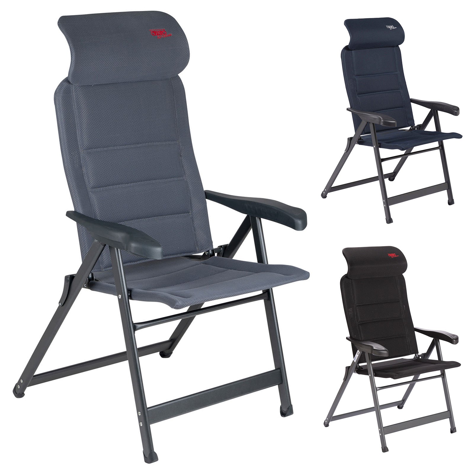 Chaise de camping CRESPO AP 237 Air Deluxe Chaise longue de jardin pliante en aluminium 140 kg