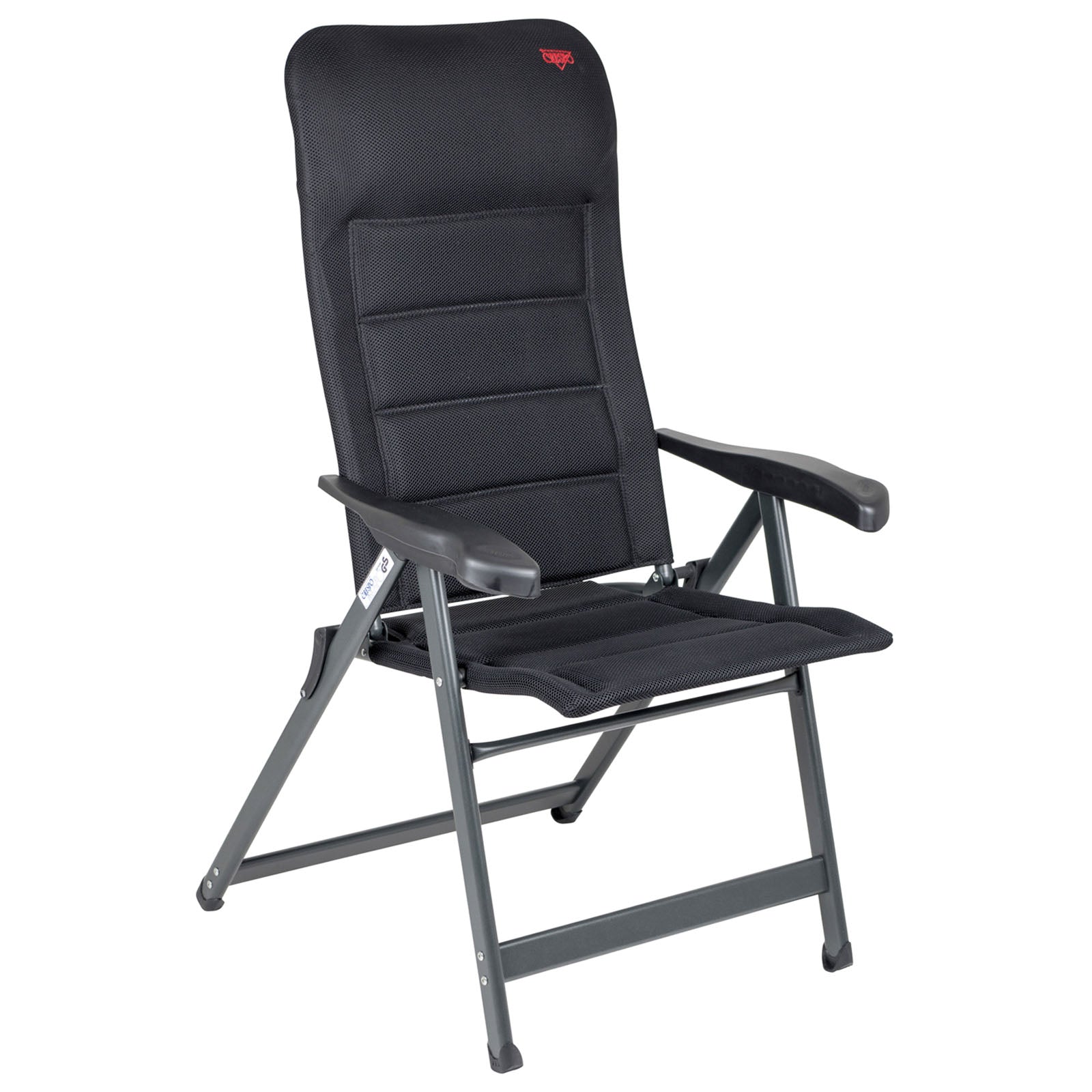Chaise de jardin pliante CRESPO AP237, fauteuil de camping à dossier haut, pliable en aluminium